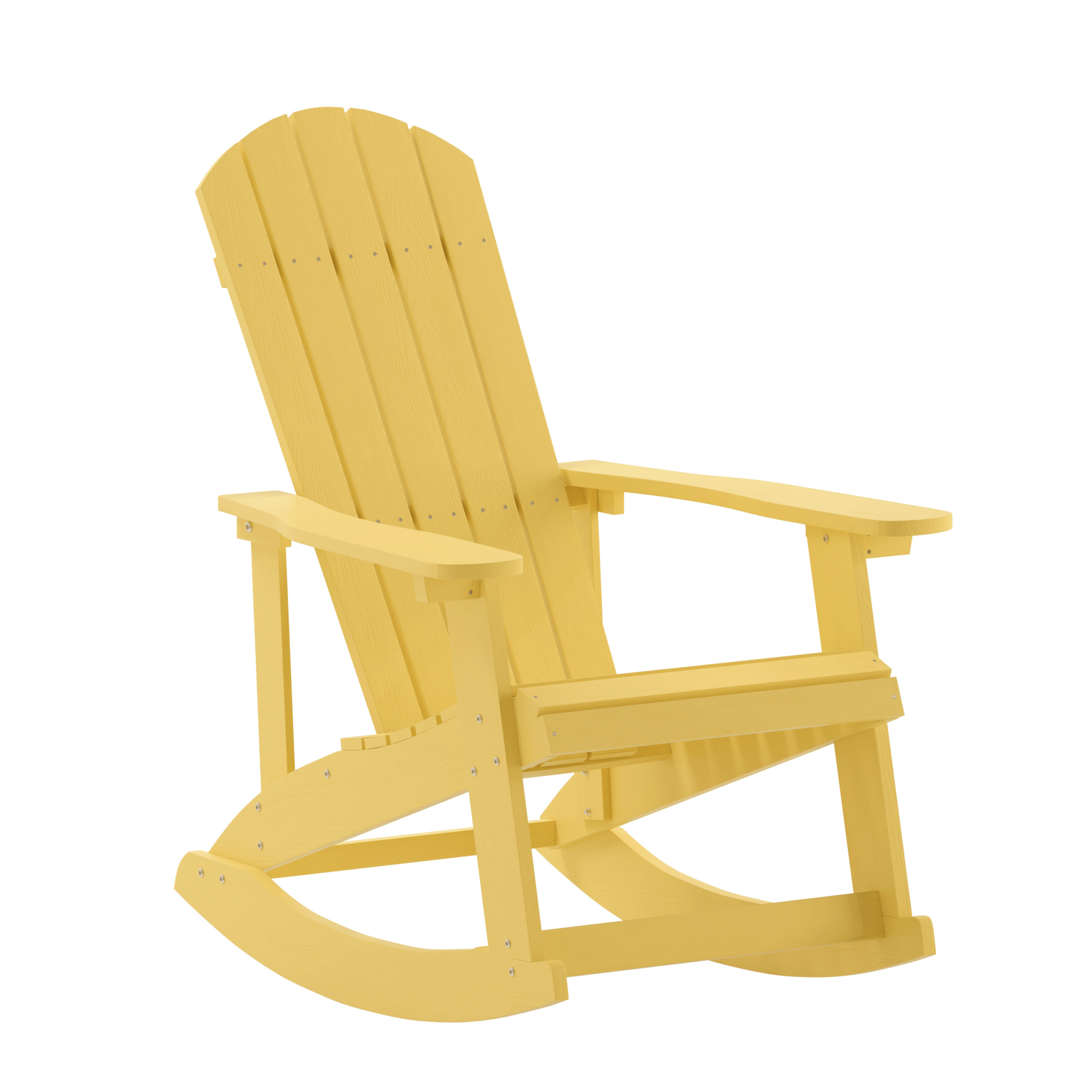 Flash Furniture, Yellow Poly Resin Adirondack Style Rocking Chair, Primary Color Yellow, Material Polystyrene, Width 29.5 in, Model JJC14705YLW