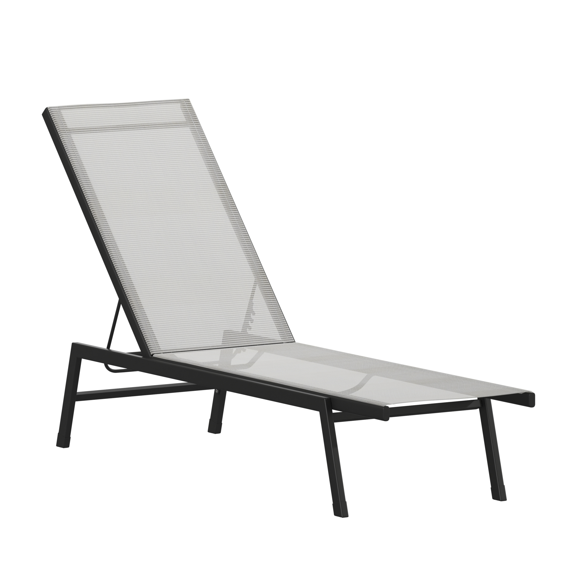 Flash Furniture, Black/Gray Adjustable Chaise Lounge, Primary Color Gray, Material Steel, Width 23.25 in, Model JJLC326BKGY