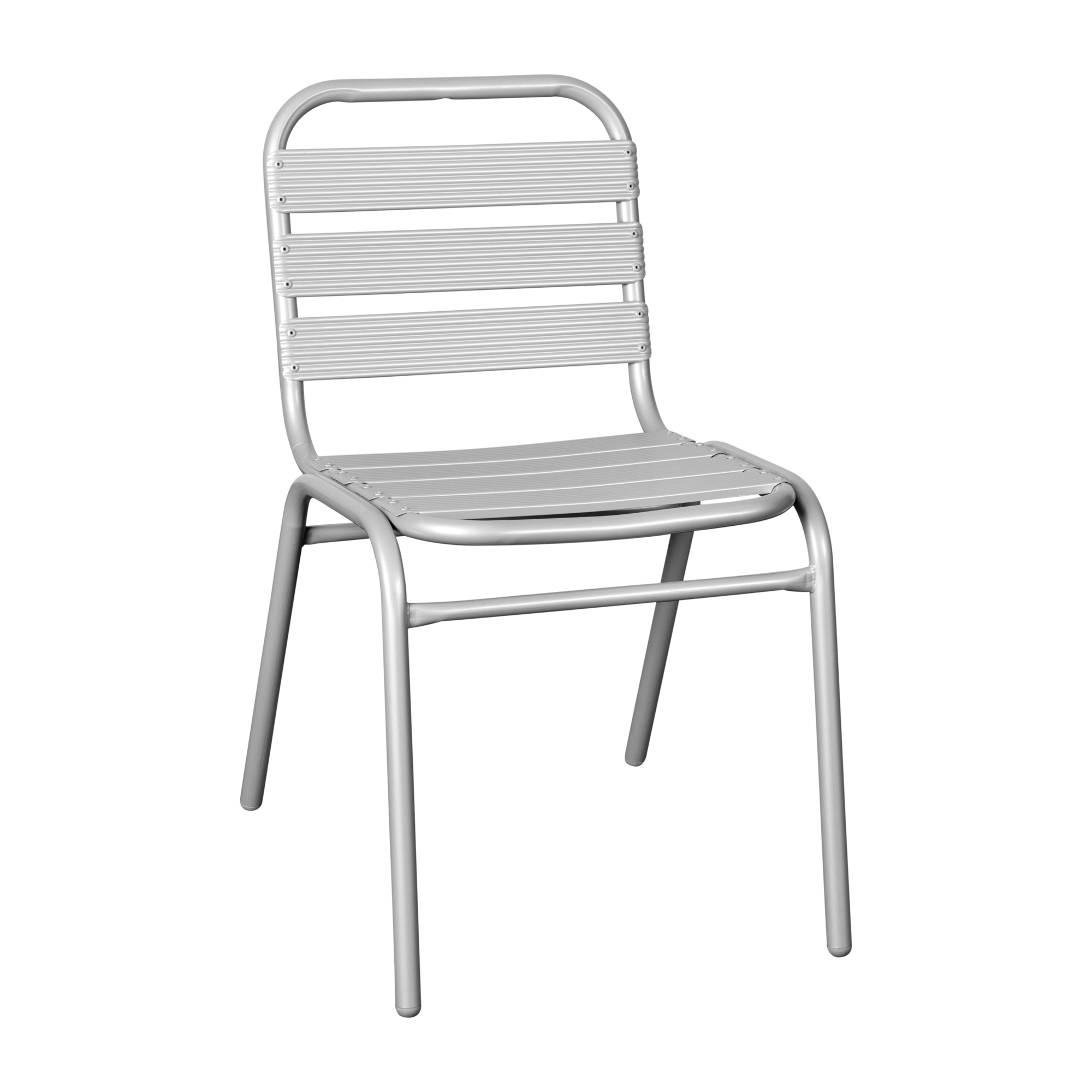 Flash Furniture, Commercial Silver Restaurant Stack Chair, Primary Color Gray, Material Aluminum, Width 19.5 in, Model TLH015C