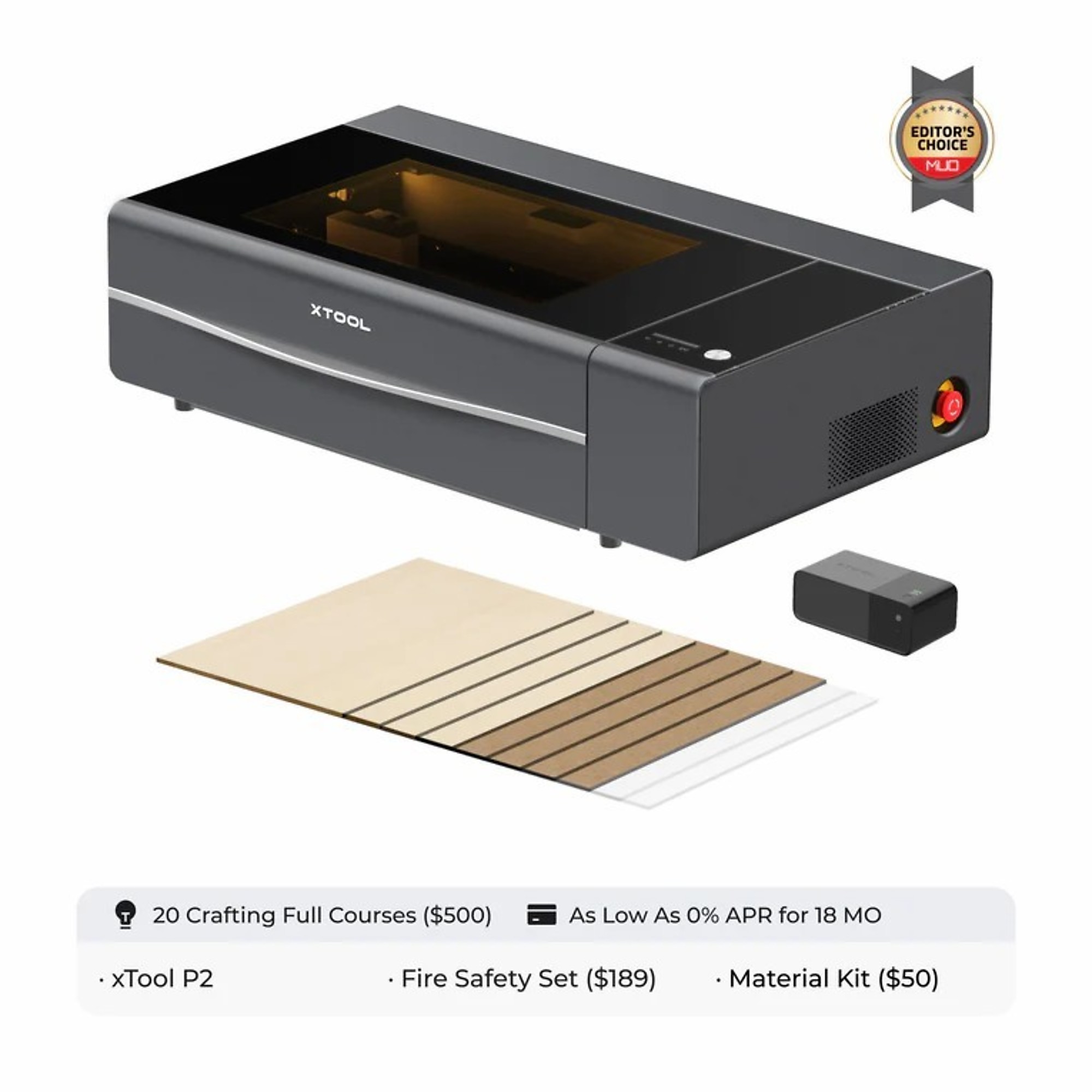 xTool, Laser Cutter and Engraver, 55w, 600mm/s, Model, Working Width 29.13 in, Working Length 44.09 in, Laser Power 55 W, Model P1030386