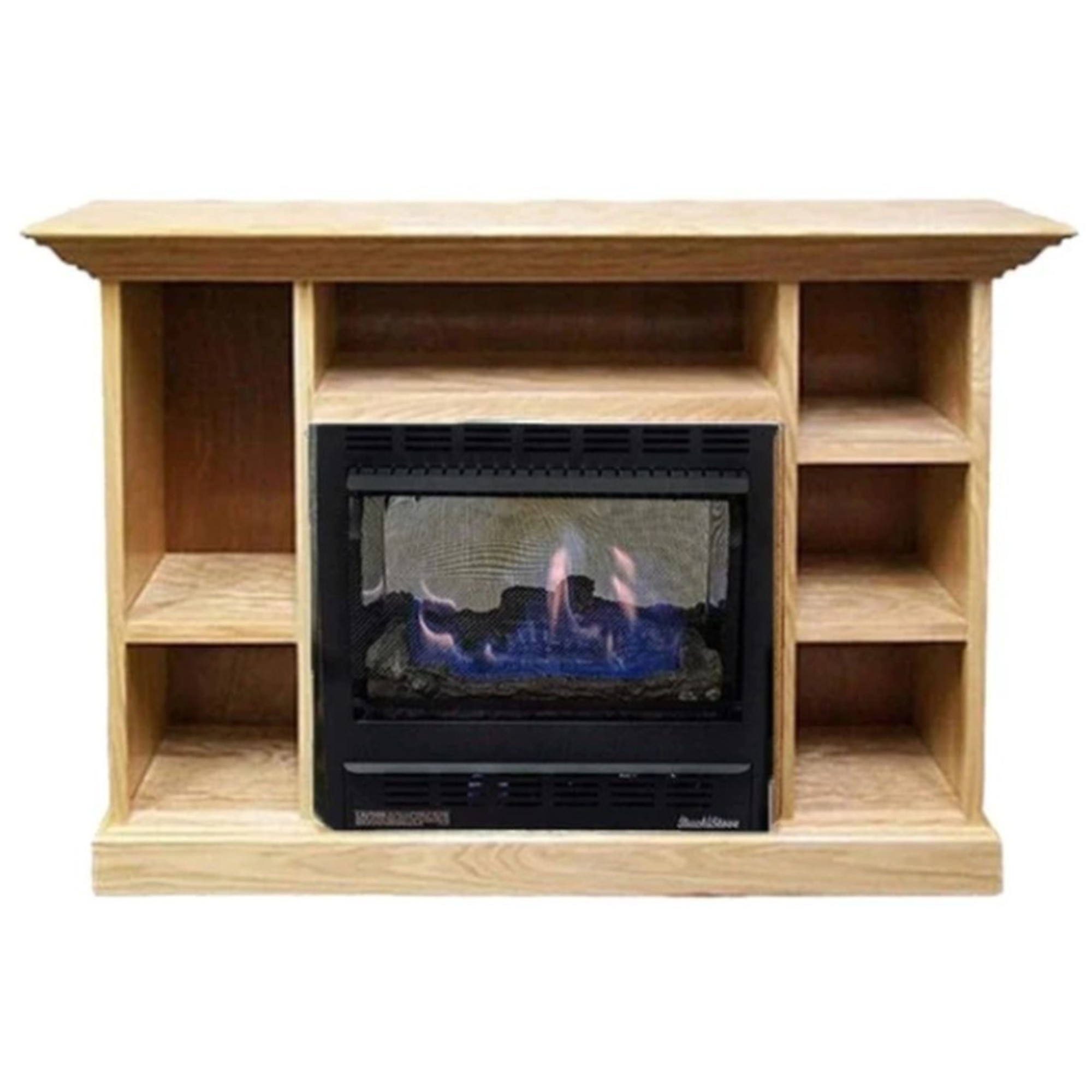 Buck, Vent Free Gas Fireplace with Unfinished Mantel Combo, Heat Output 25000 Btu/hour, Heating Capability 1000 ftÂ², Model NV 11272NATPRES-UF