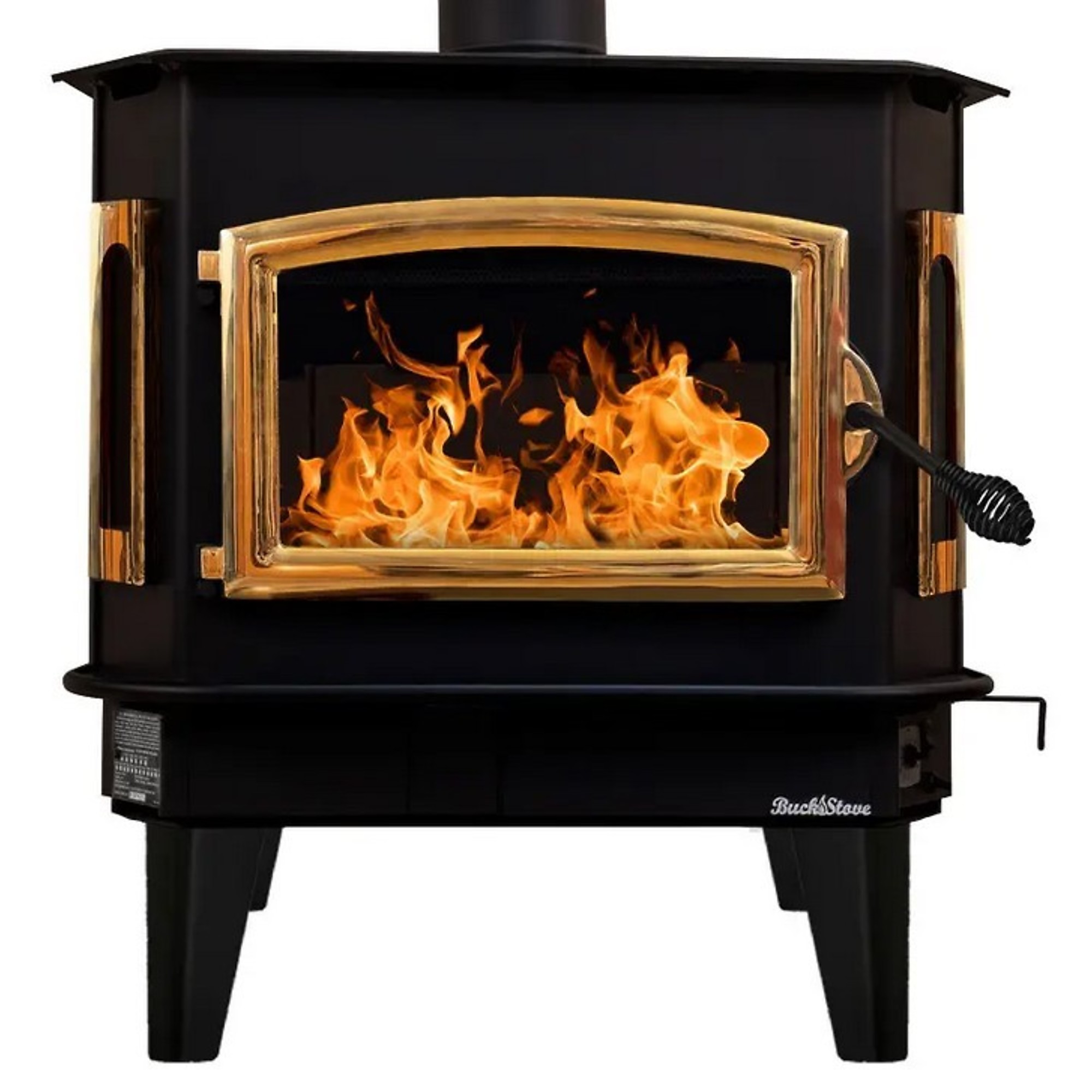 Buck, Wood Stove with Gold Door and Blower, Heat Output 59500 Btu/hour, Heating Capability 2700 ftÂ², Model FP 81GSLL