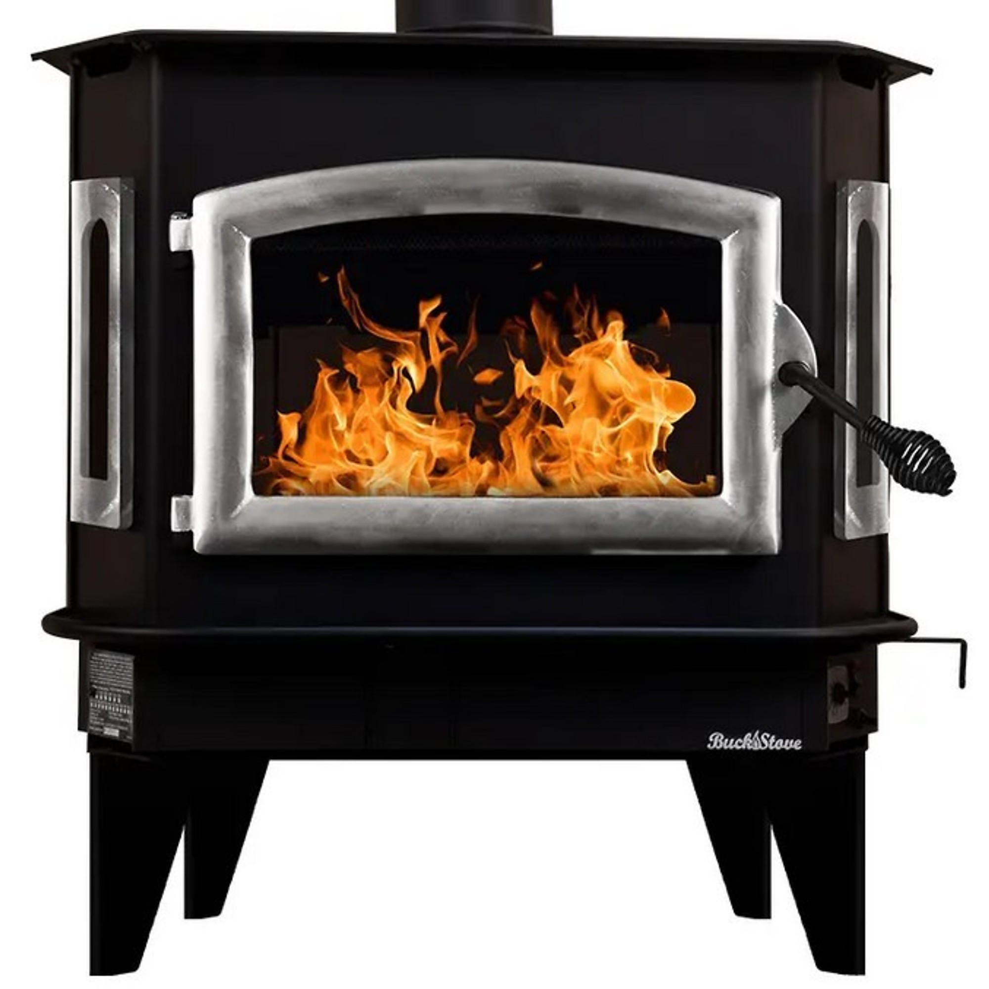 Buck, Wood Stove with Pewter Door and Blower, Heat Output 59500 Btu/hour, Heating Capability 2700 ftÂ², Model FP 81PSLL