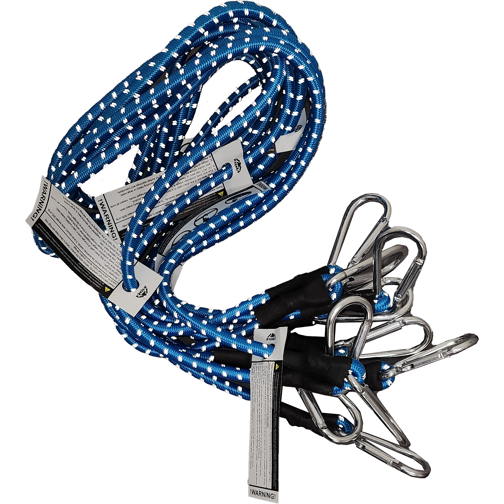 Kuma, 48Inch Carabiner Bungee 5pk, Round, Reflective, Blue, Straps (qty.) 5 Model GC548-R