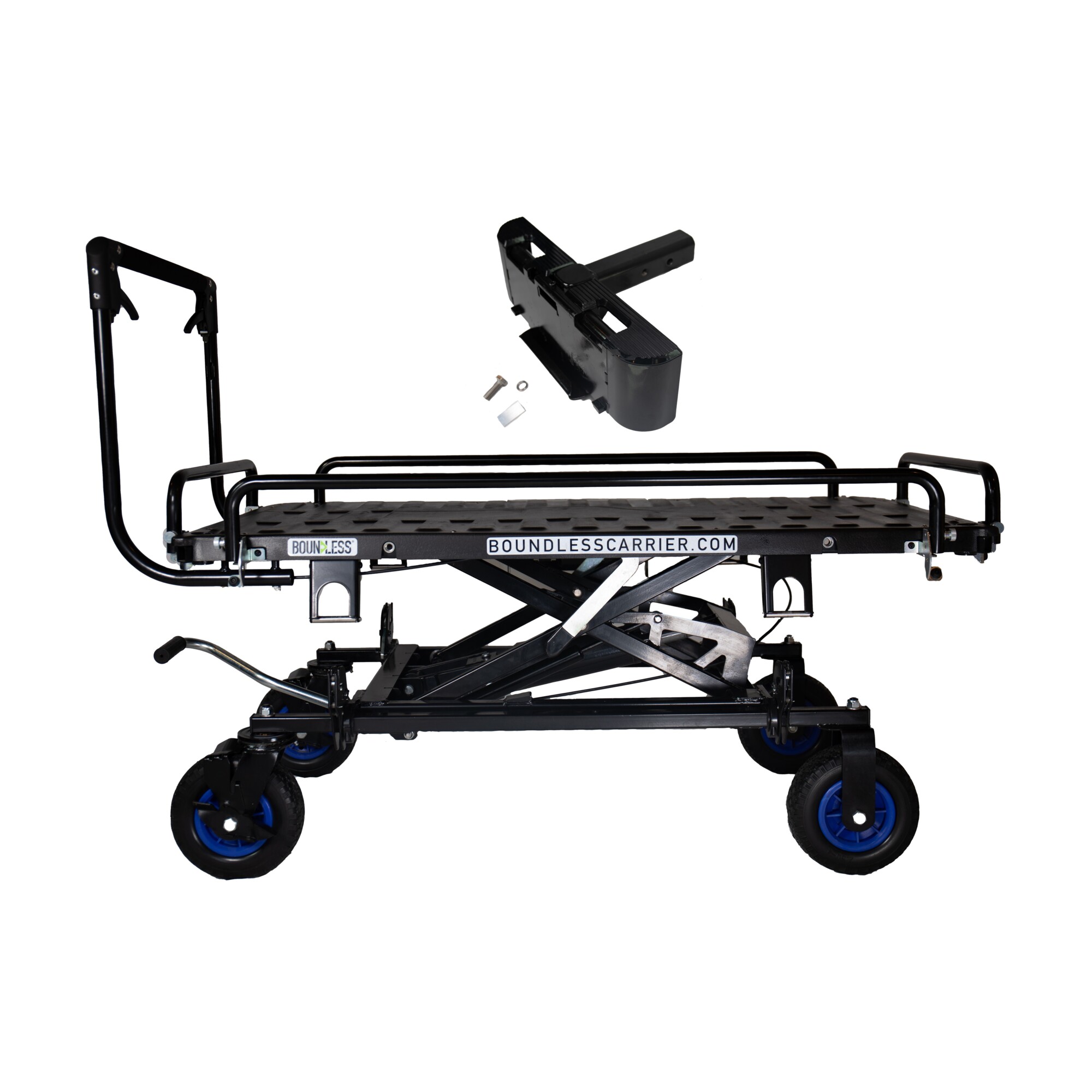 BOUNDLESS, Hitch attachable, carrier, cart, and lift table, Capacity 300 lb, Receiver Size 2 in, Material Carbon Steel, Model BNDL-CC