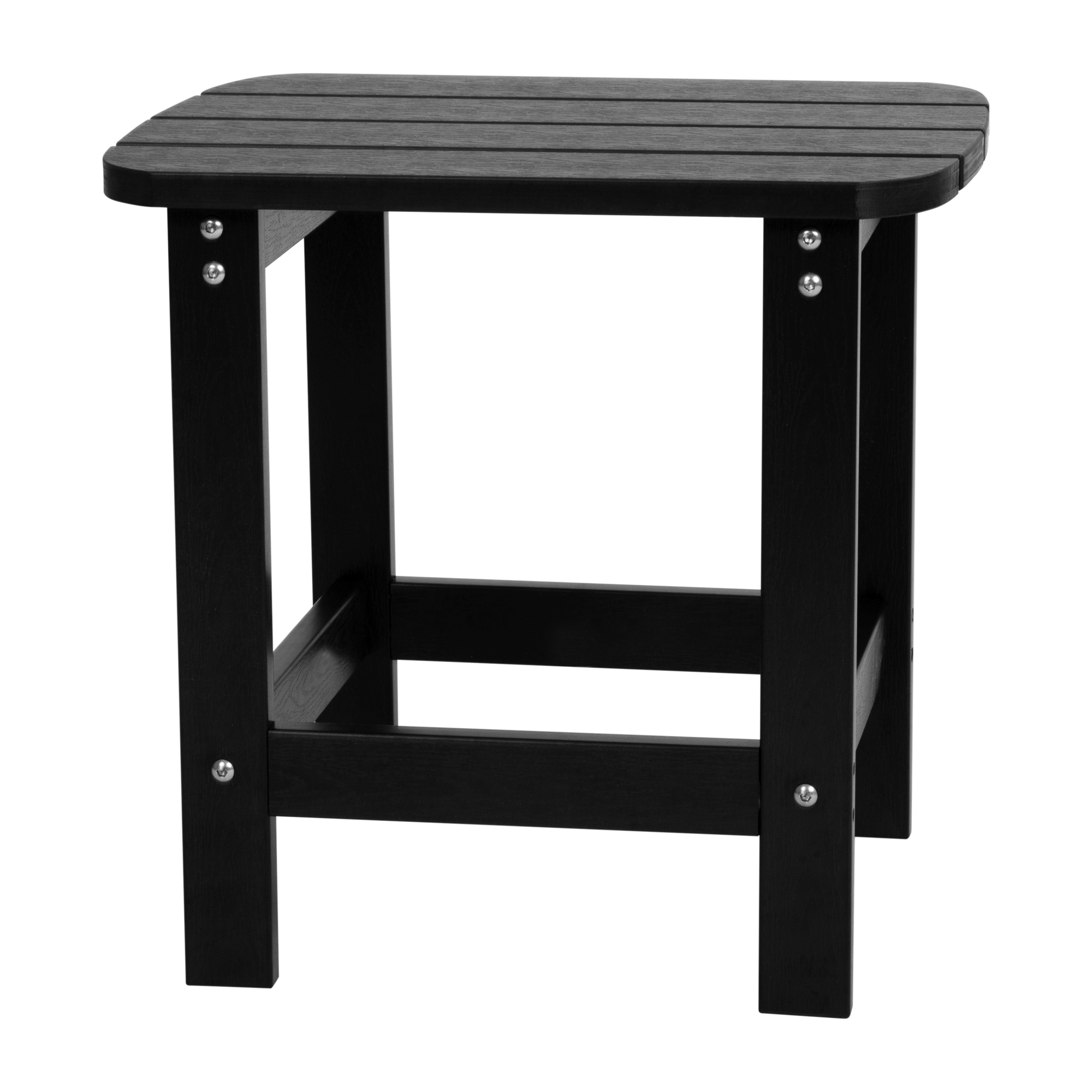 Flash Furniture, Black All-Weather Adirondack Side Table, Table Shape Rectangle, Primary Color Black, Height 18.25 in, Model JJT14001BLK