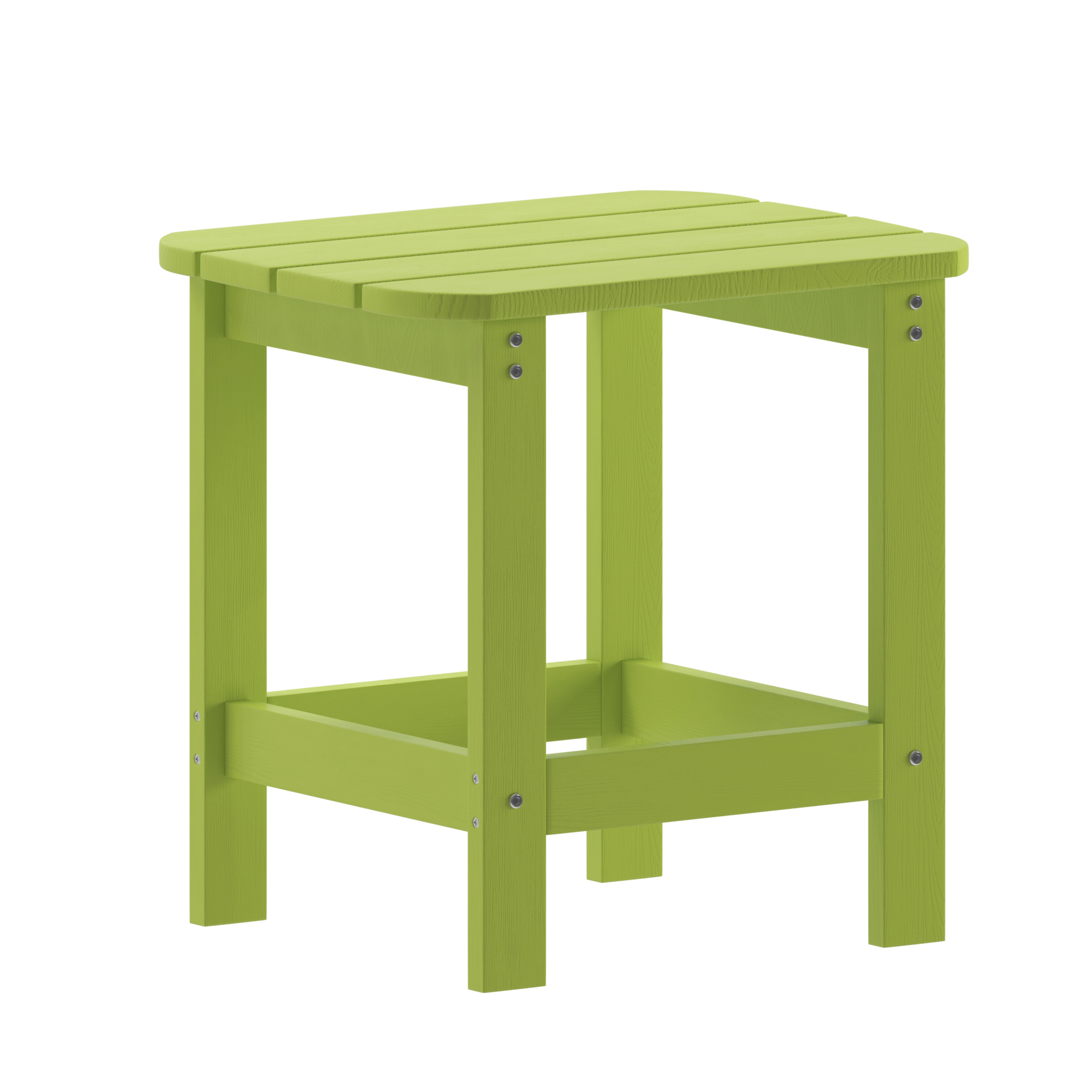 Flash Furniture, Lime All-Weather Adirondack Side Table, Table Shape Rectangle, Primary Color Green, Height 18.25 in, Model JJT14001LM