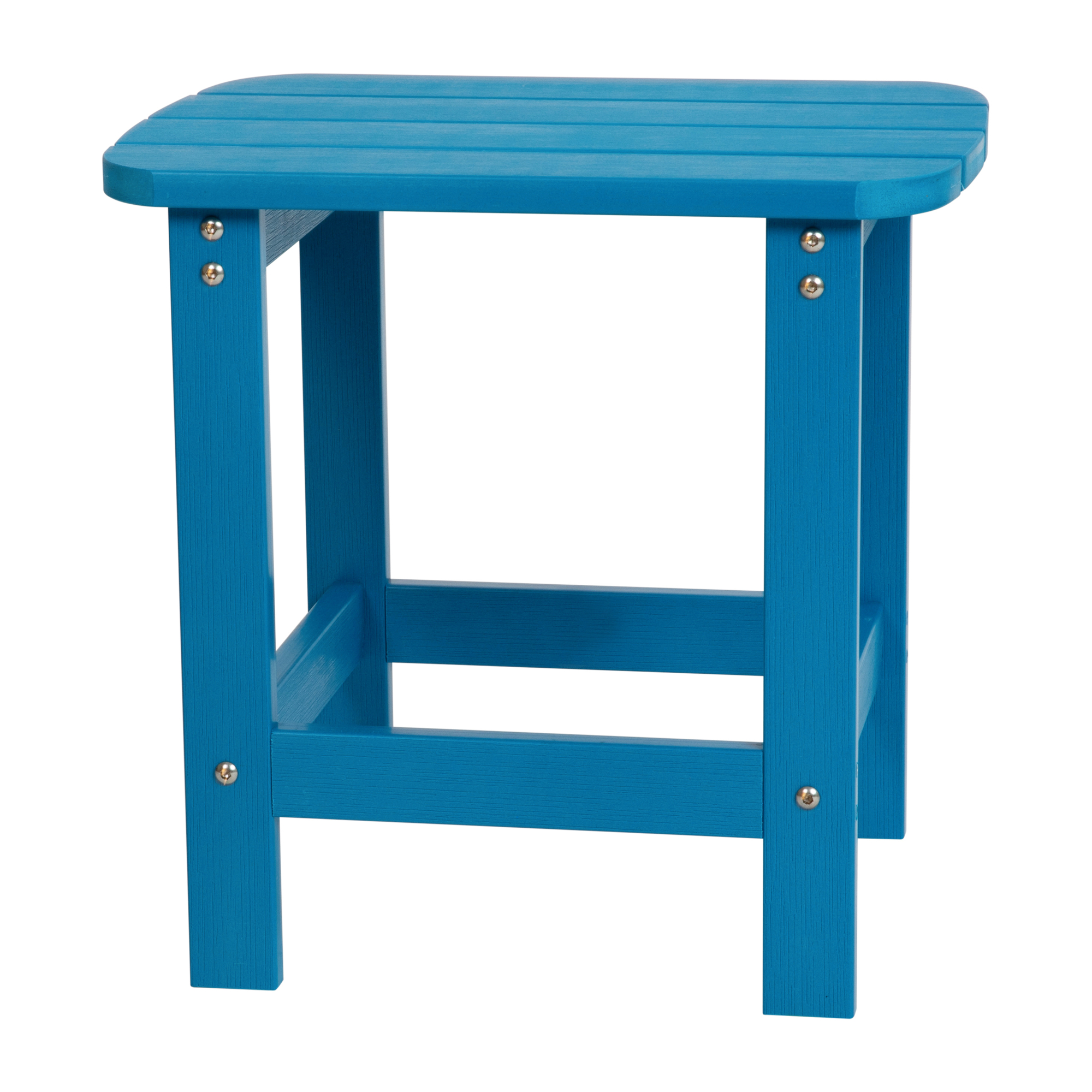 Flash Furniture, Blue All-Weather Adirondack Side Table, Table Shape Rectangle, Primary Color Blue, Height 18.25 in, Model JJT14001BLU