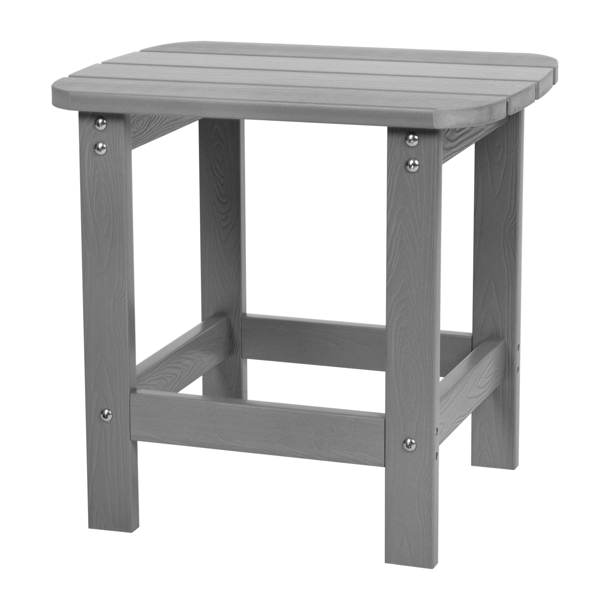 Flash Furniture, Gray All-Weather Adirondack Side Table, Table Shape Rectangle, Primary Color Gray, Height 18.25 in, Model JJT14001GY