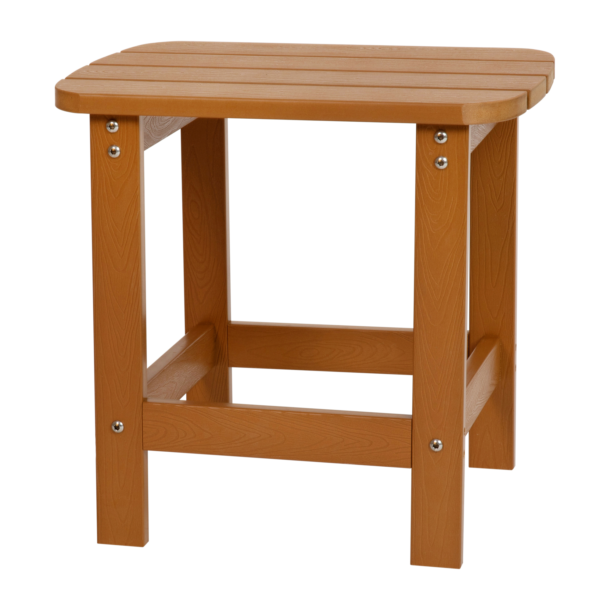 Flash Furniture, Teak All-Weather Adirondack Side Table, Table Shape Rectangle, Primary Color Brown, Height 18.25 in, Model JJT14001TEAK