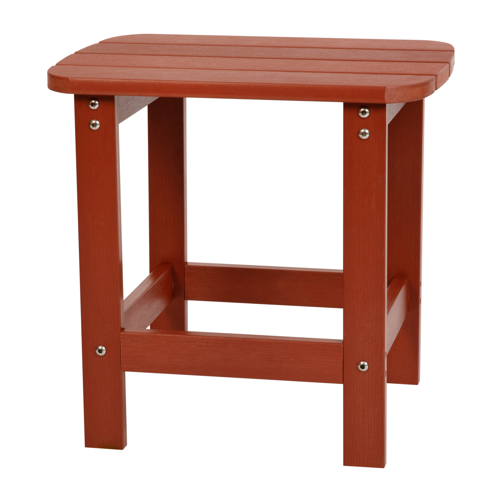 Flash Furniture, Red All-Weather Adirondack Side Table, Table Shape Rectangle, Primary Color Red, Height 18.25 in, Model JJT14001RED