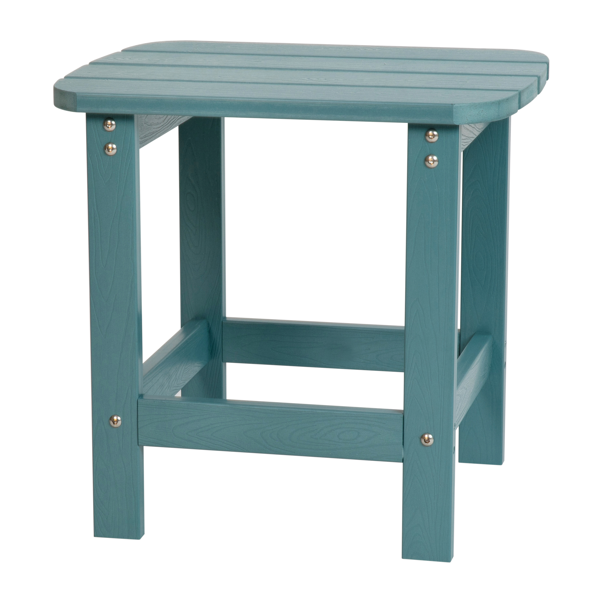Flash Furniture, Teal All-Weather Adirondack Side Table, Table Shape Rectangle, Primary Color Blue, Height 18.25 in, Model JJT14001TL