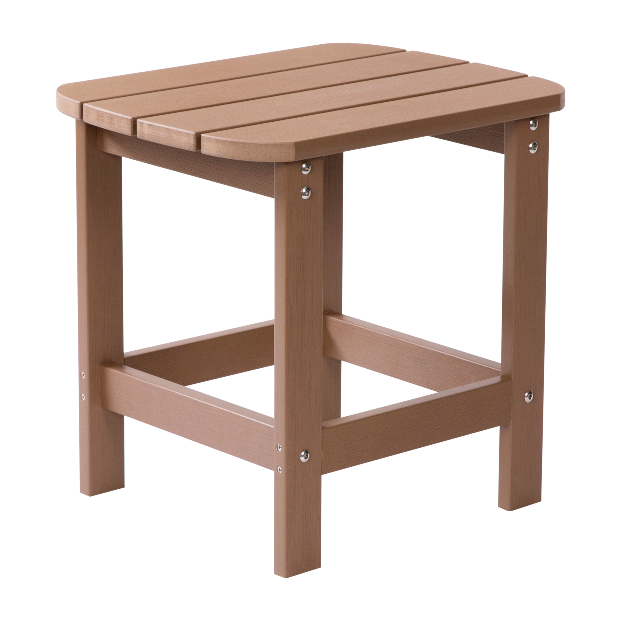 Flash Furniture, Natural Cedar All-Weather Adirondack Side Table, Table Shape Rectangle, Primary Color Brown, Height 18.25 in, Model JJT14001BR