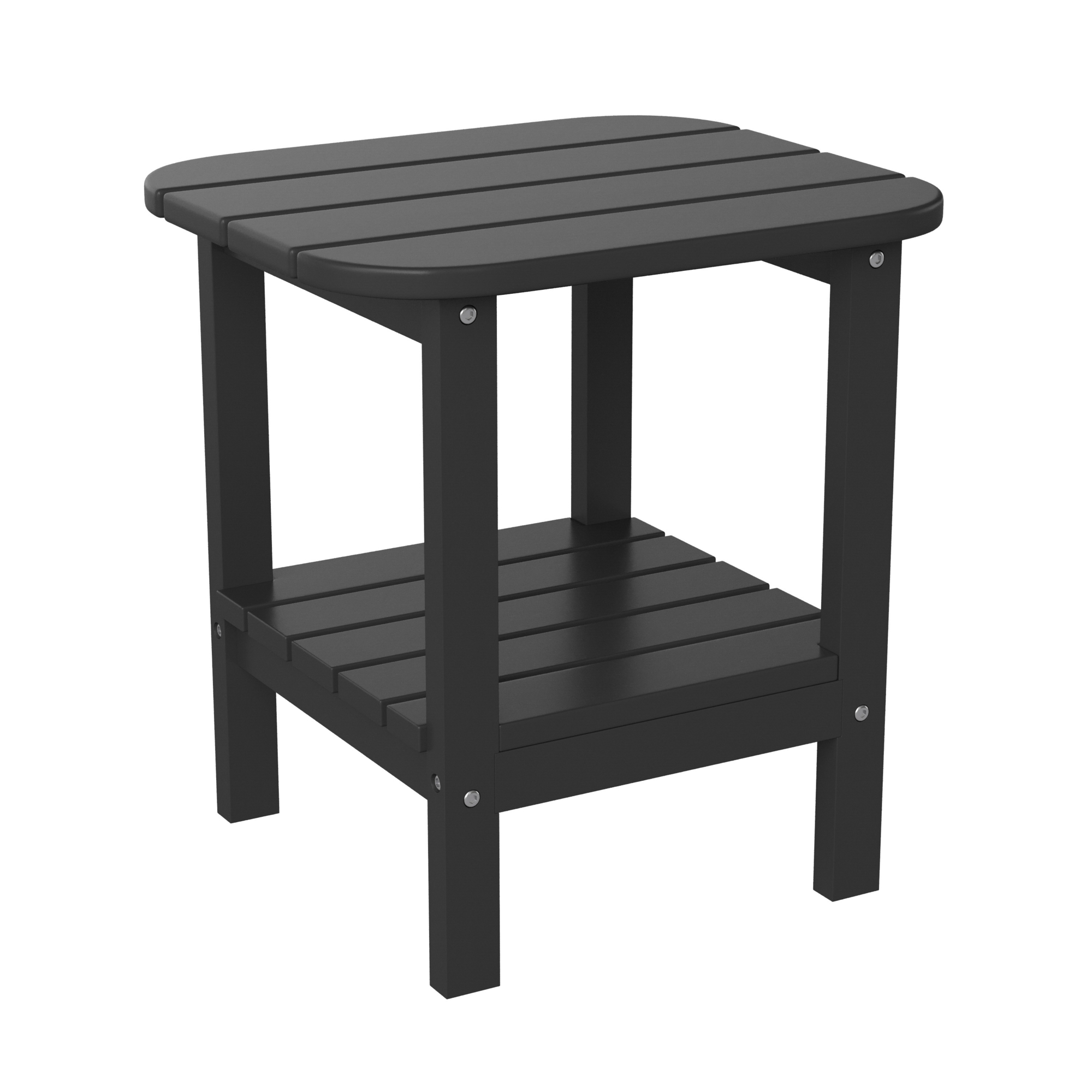 Flash Furniture, Black 2 Tier Adirondack Style Patio Side Table, Table Shape Rectangle, Primary Color Black, Height 17.75 in, Model LEHMP1351517HBK