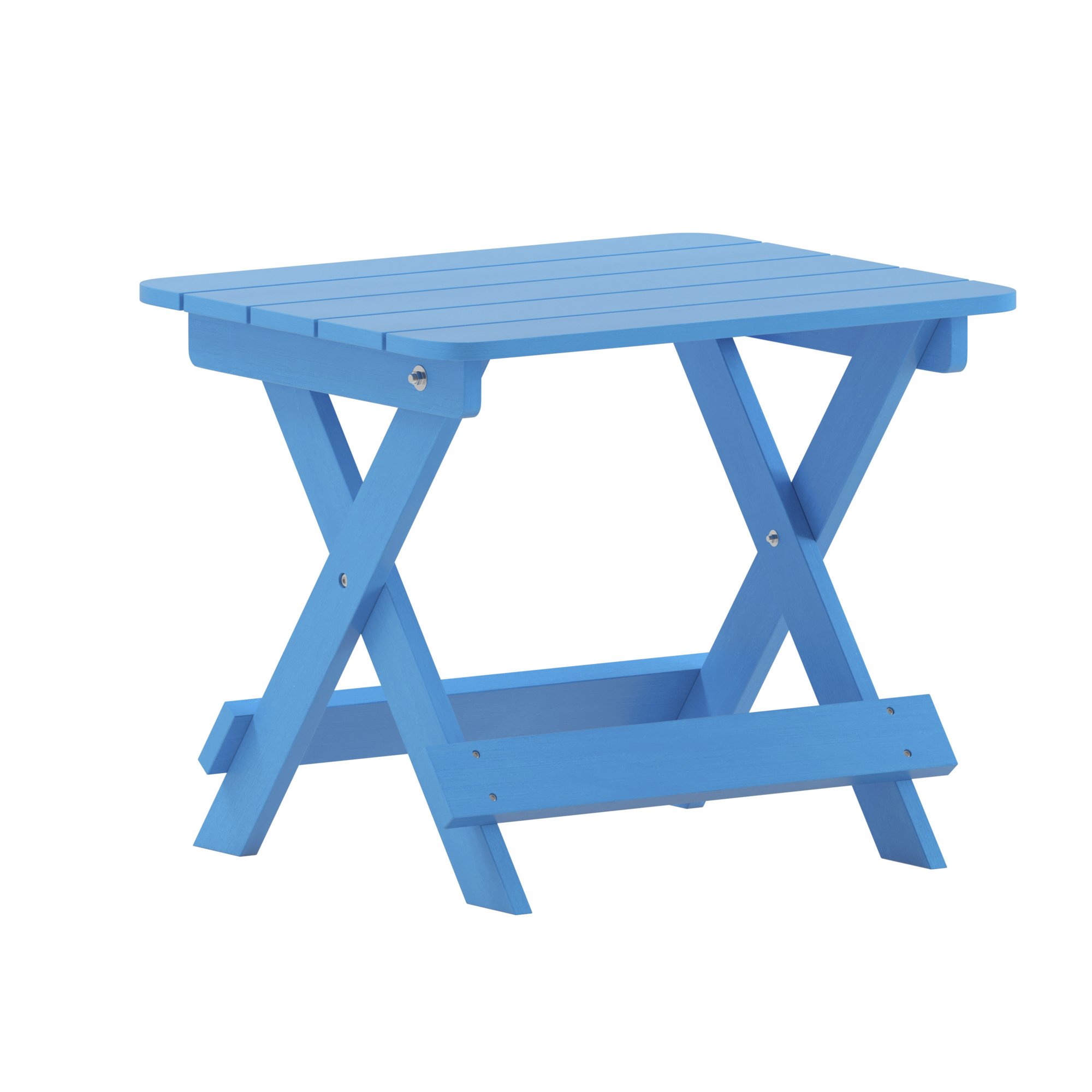 Flash Furniture, Blue Portable Folding Adirondack Side Table, Table Shape Rectangle, Primary Color Blue, Height 18 in, Model LEHMP2012162HBL