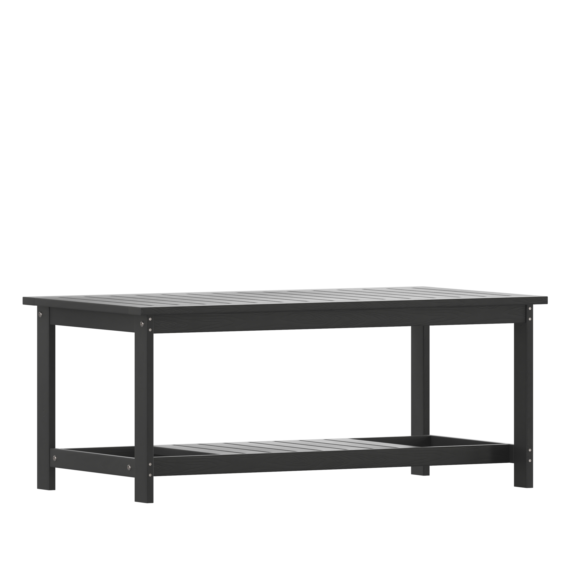 Flash Furniture, Black Poly Resin Adirondack Coffee Table, Table Shape Rectangle, Primary Color Black, Height 18.25 in, Model JJT14022BK