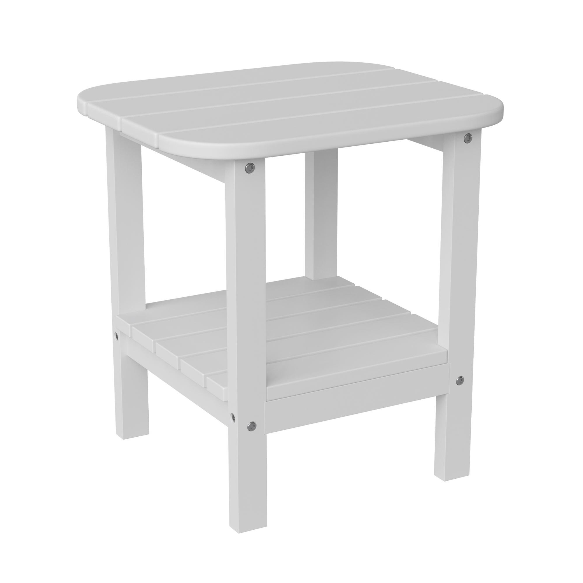 Flash Furniture, White 2 Tier Adirondack Style Patio Side Table, Table Shape Rectangle, Primary Color White, Height 17.75 in, Model LEHMP1351517HWT