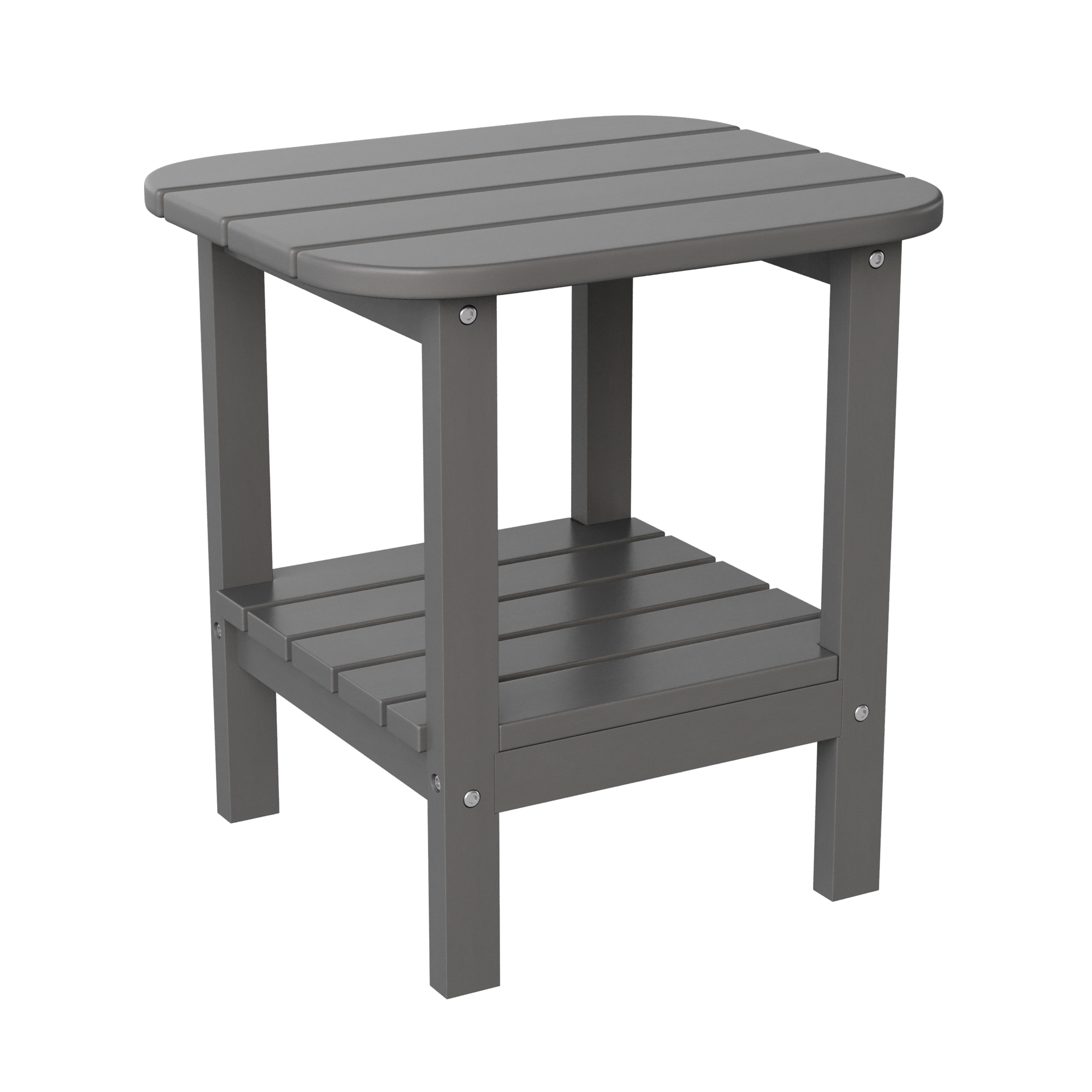 Flash Furniture, Gray 2 Tier Adirondack Style Patio Side Table, Table Shape Rectangle, Primary Color Gray, Height 17.75 in, Model LEHMP1351517HGY