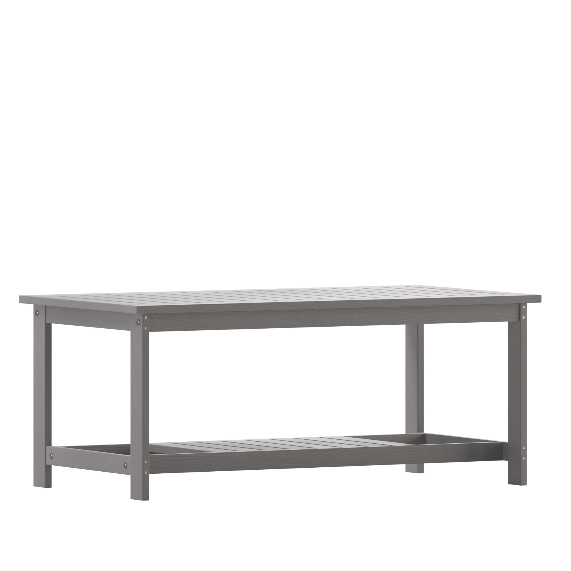 Flash Furniture, Gray Poly Resin Adirondack Coffee Table, Table Shape Rectangle, Primary Color Gray, Height 18.25 in, Model JJT14022GY