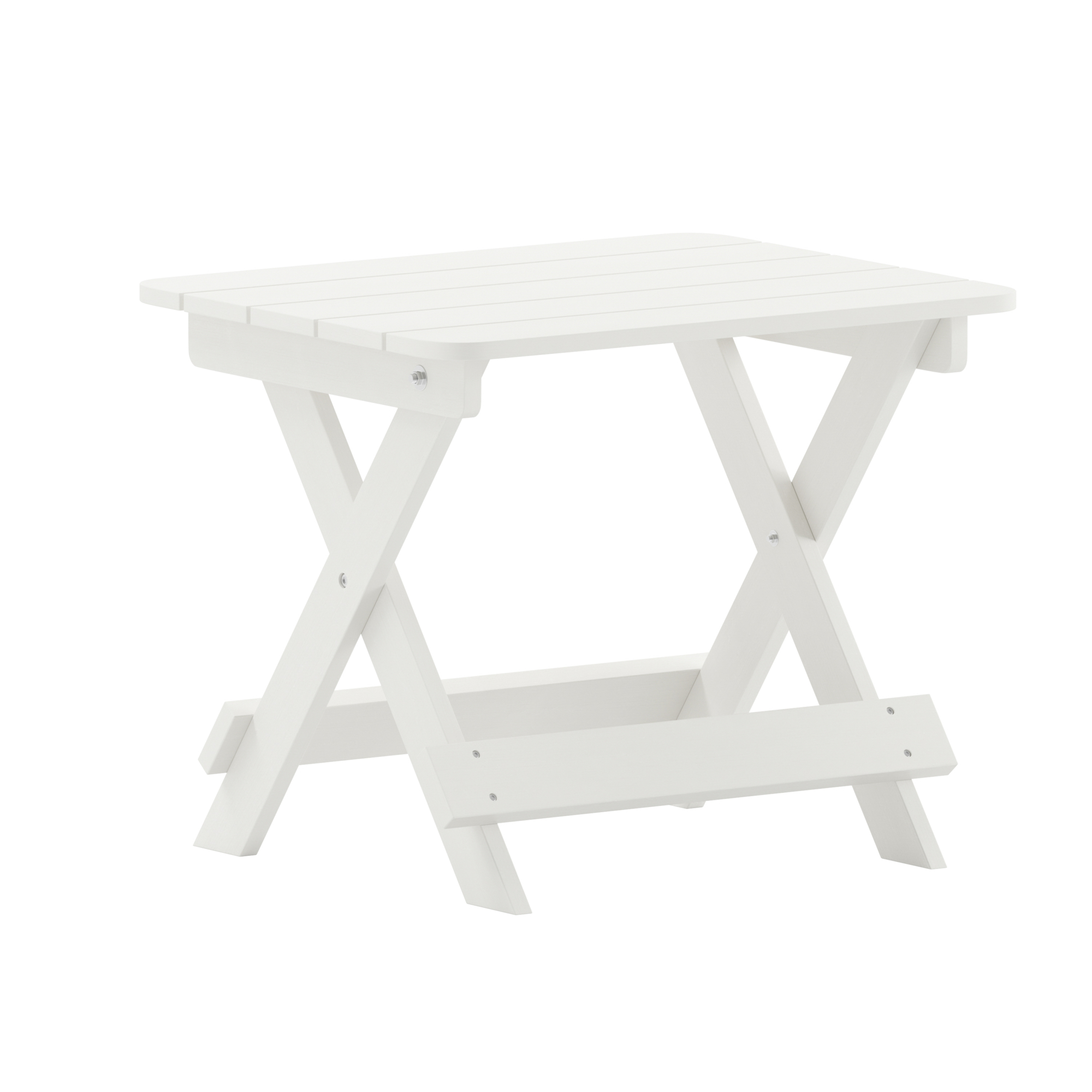 Flash Furniture, White Portable Folding Adirondack Side Table, Table Shape Rectangle, Primary Color White, Height 18 in, Model LEHMP2012162HWT