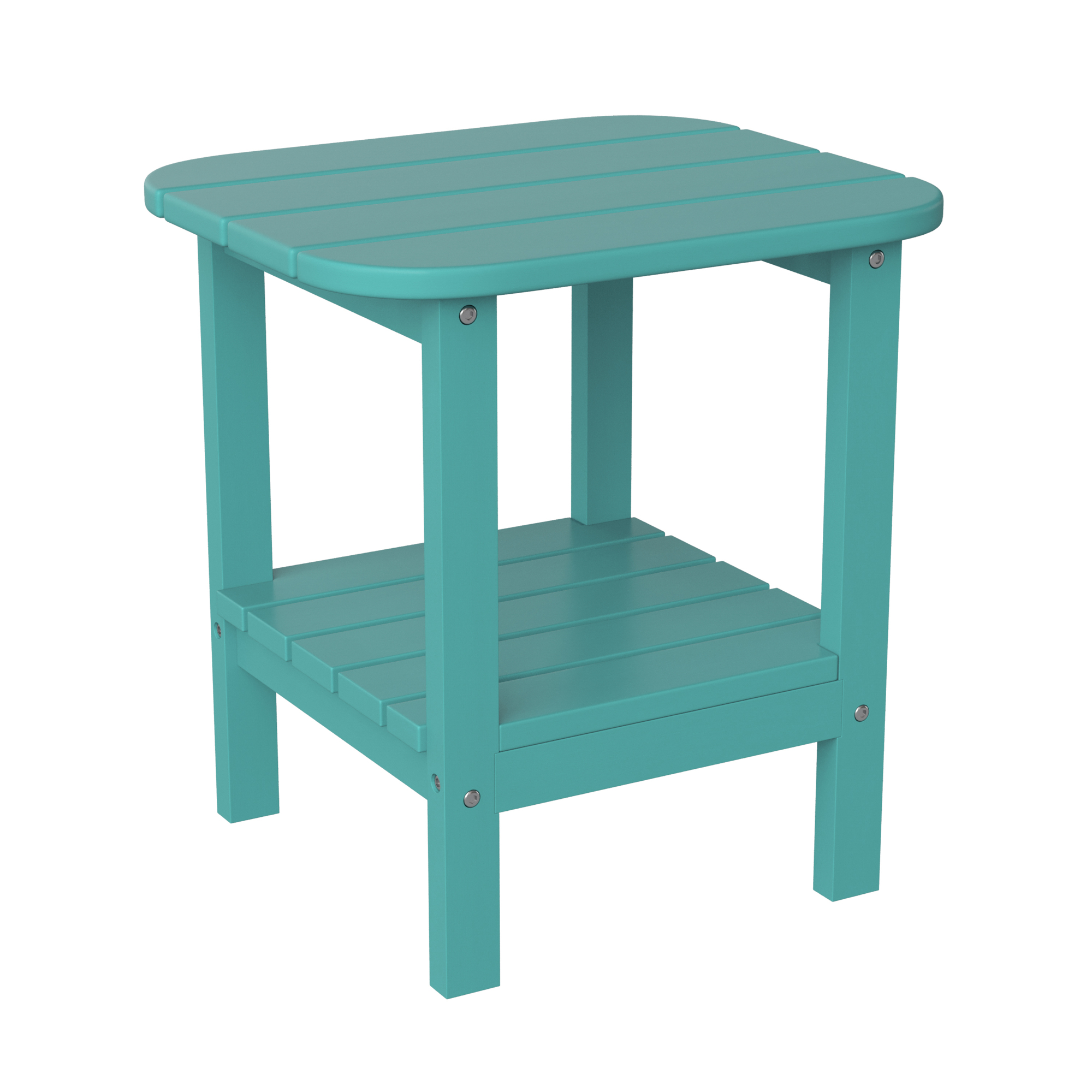 Flash Furniture, Blue 2 Tier Adirondack Style Patio Side Table, Table Shape Rectangle, Primary Color Blue, Height 17.75 in, Model LEHMP1351517HBL