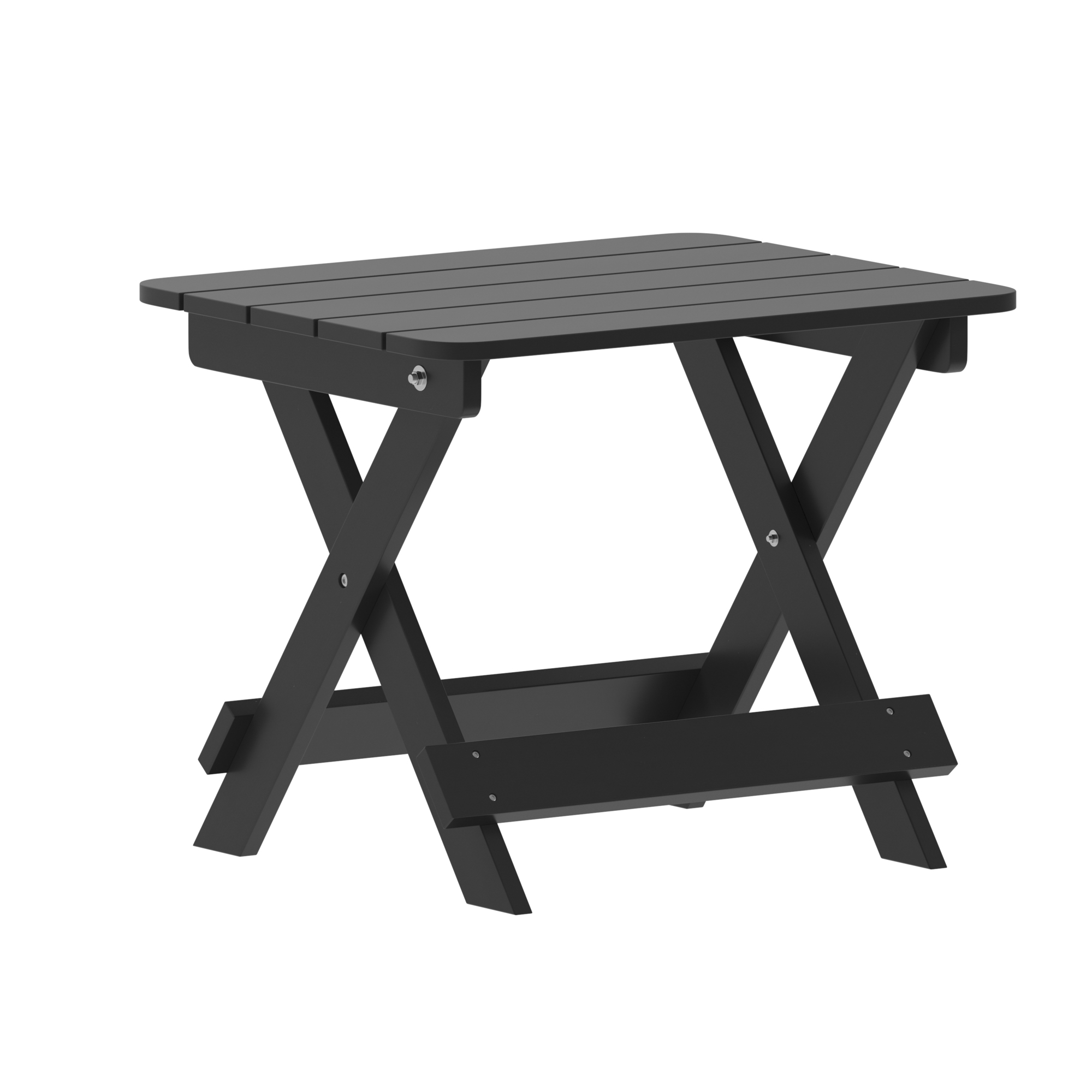 Flash Furniture, Black Portable Folding Adirondack Side Table, Table Shape Rectangle, Primary Color Black, Height 18 in, Model LEHMP2012162HBK