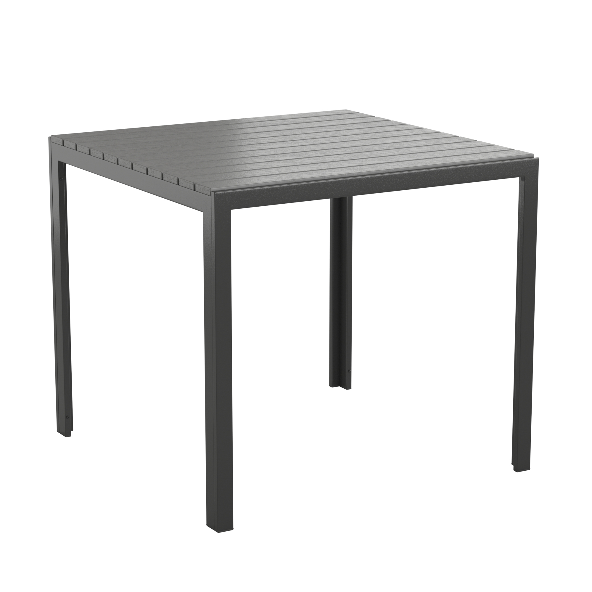 Flash Furniture, Black Patio Table with Poly Resin Slatted Top, Table Shape Square, Primary Color Black, Height 28.75 in, Model SBA268TBK