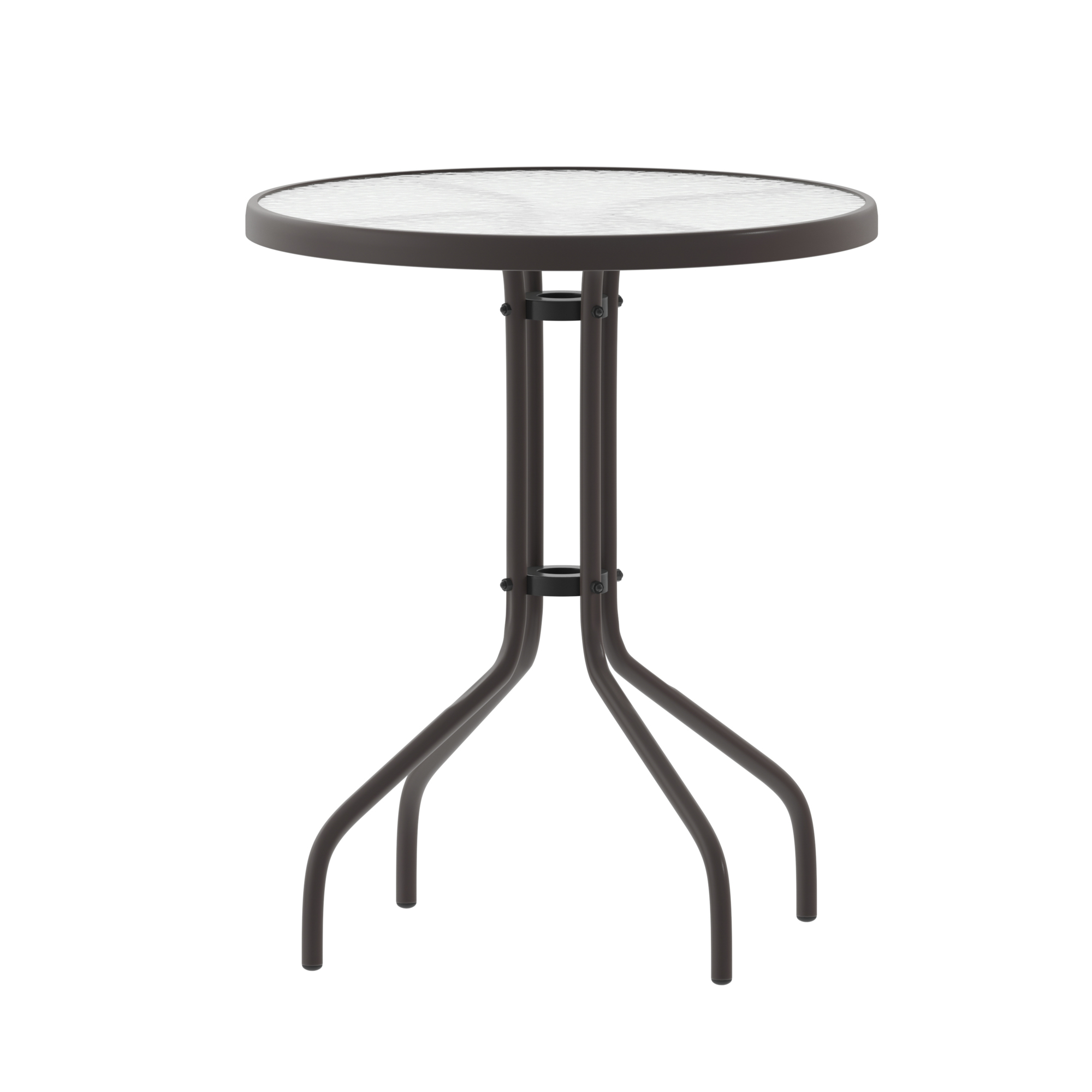Flash Furniture, 23.75Inch Bronze Round Tempered Glass Metal Table, Table Shape Round, Primary Color Brown, Height 28 in, Model TLH0701BZ