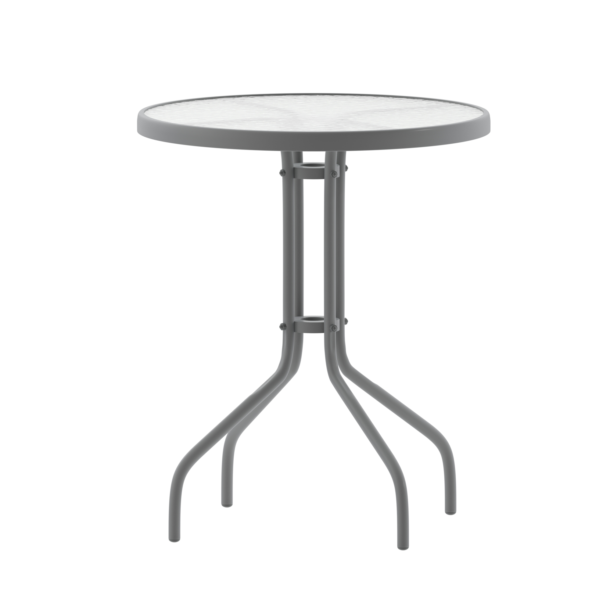 Flash Furniture, 23.75Inch Silver Round Tempered Glass Metal Table, Table Shape Round, Primary Color Gray, Height 28 in, Model TLH0701SV