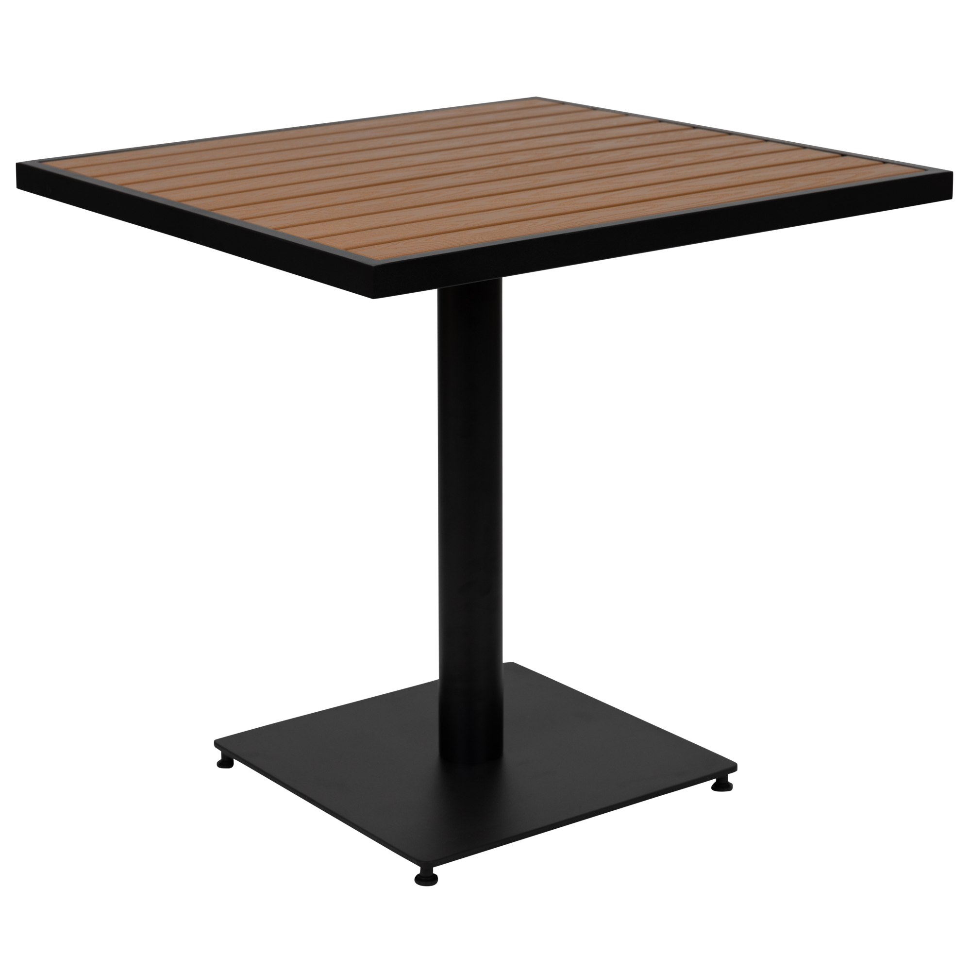 Flash Furniture, Outdoor Faux Teak Dining Table with Poly Slats, Table Shape Square, Primary Color Brown, Height 30 in, Model XUDGHW1045