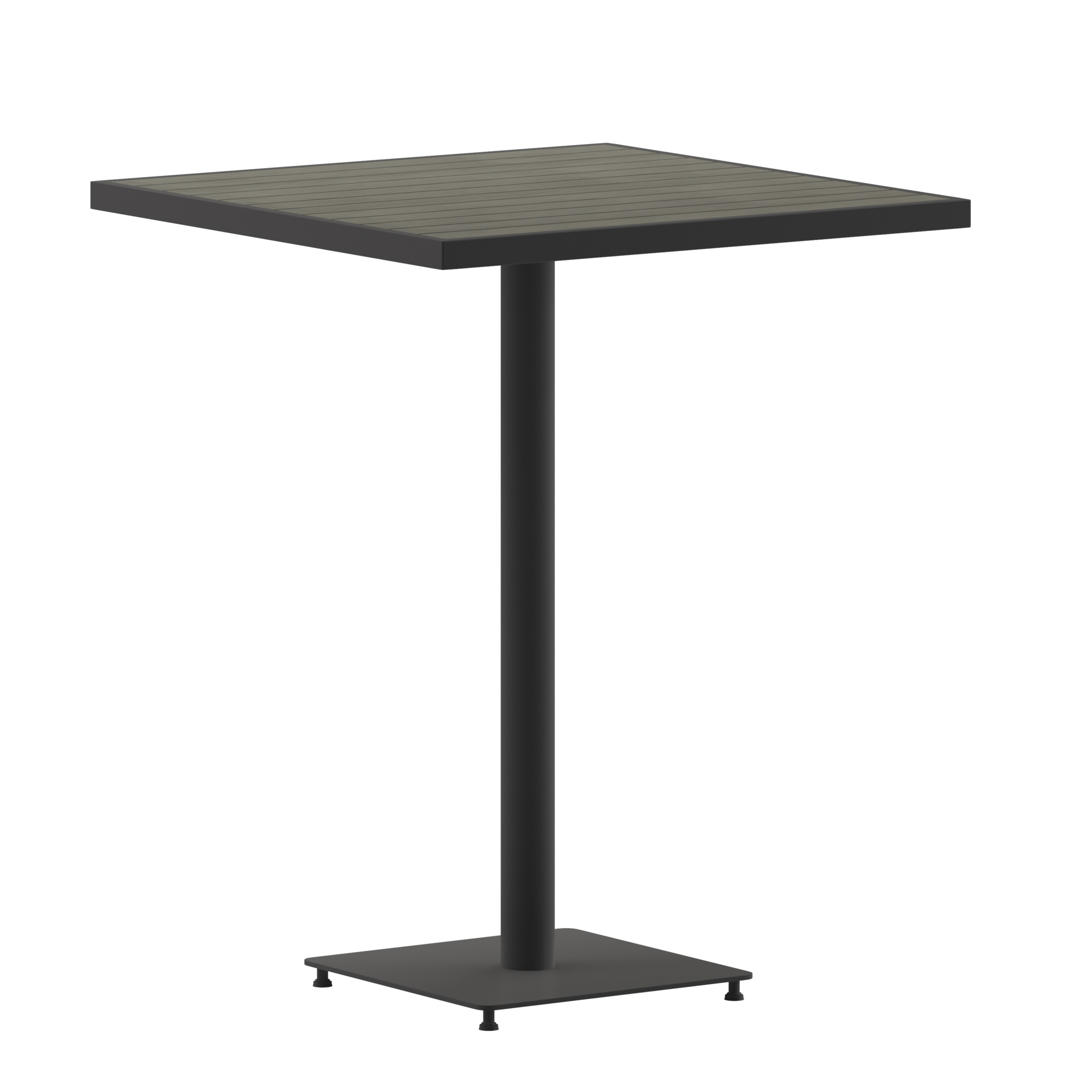 Flash Furniture, 32Inch Square Gray Wash Bar Height Poly Slat Table, Table Shape Square, Primary Color Gray, Height 40.5 in, Model XUHW10453232GY