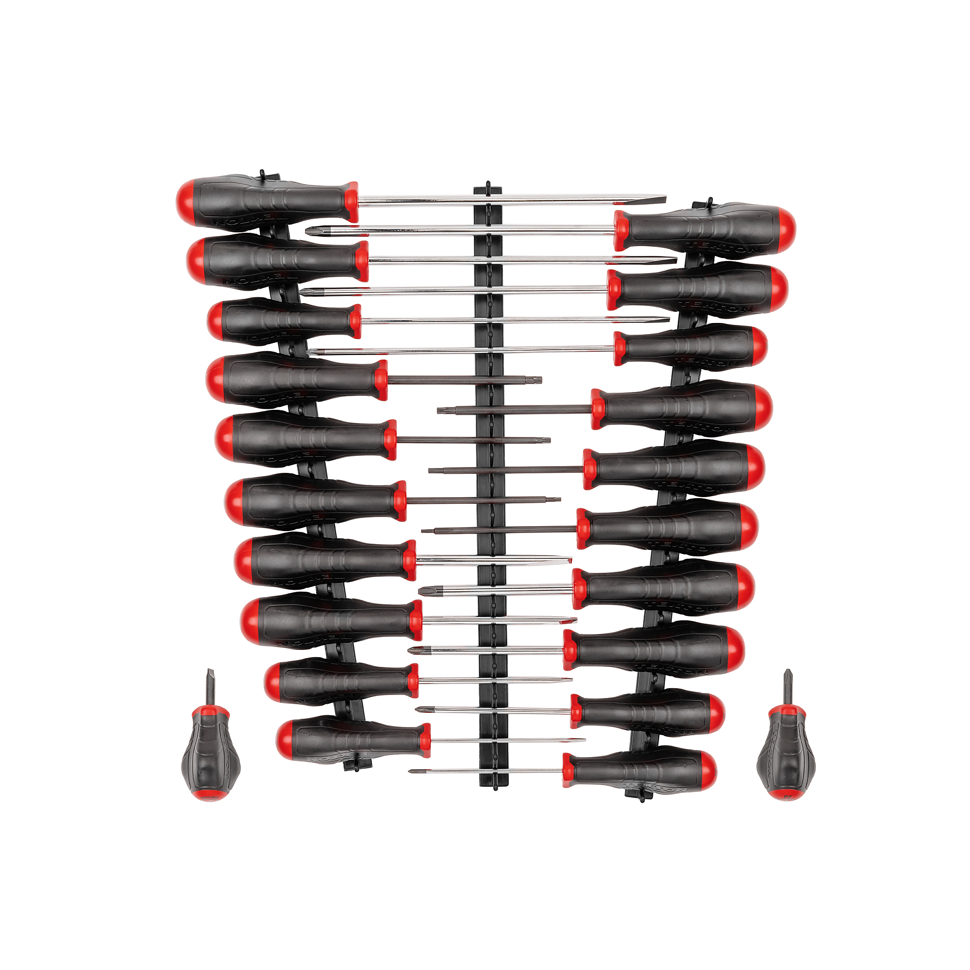 Tekton, 22-pc Hard Handle Screwdriver Set with Black Rails, Drive Type Combination, Model DRV45500