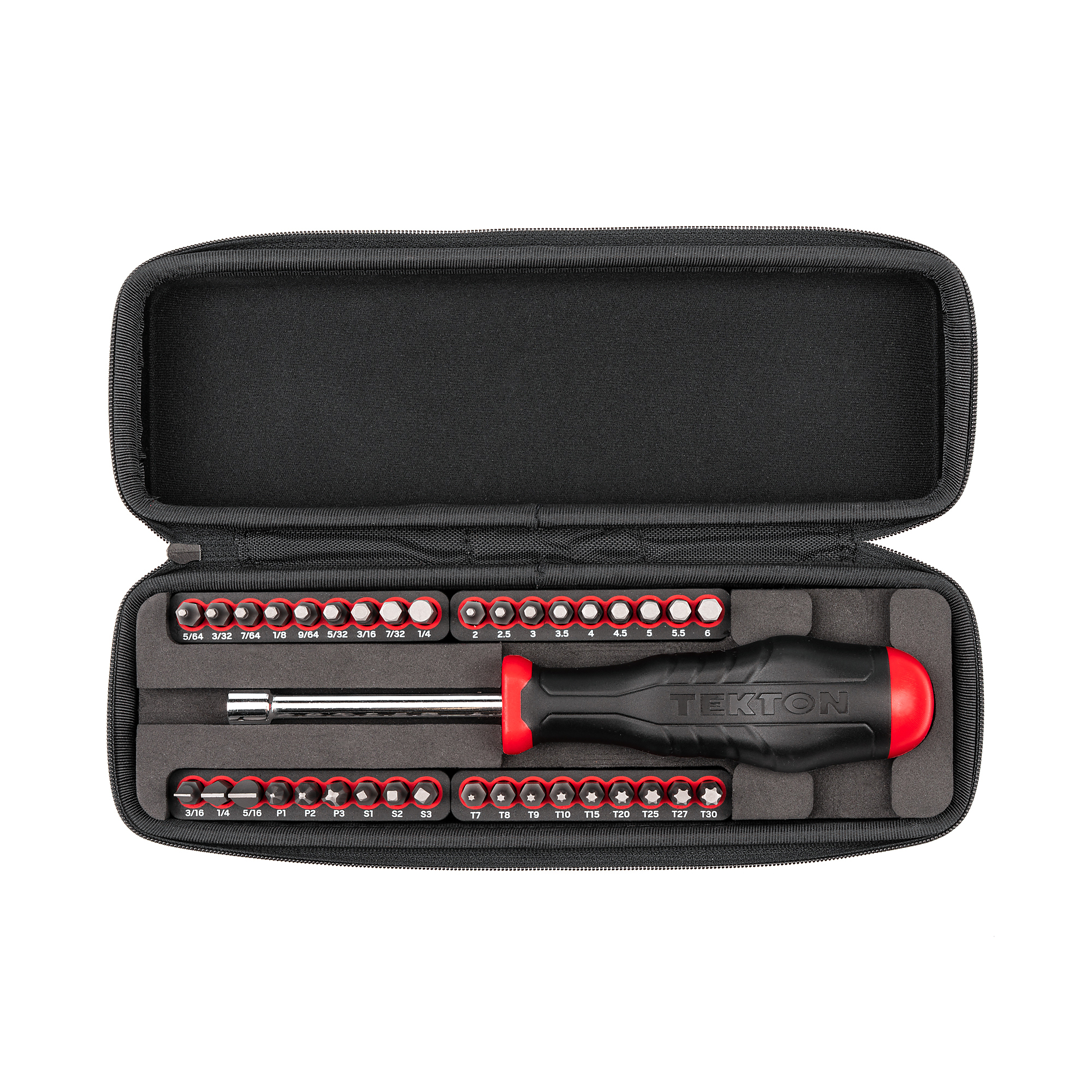 Tekton, 37-Piece 1/4Inch Bit Driver and Bit Set with Case, Drive Type Combination, Model DBH93101