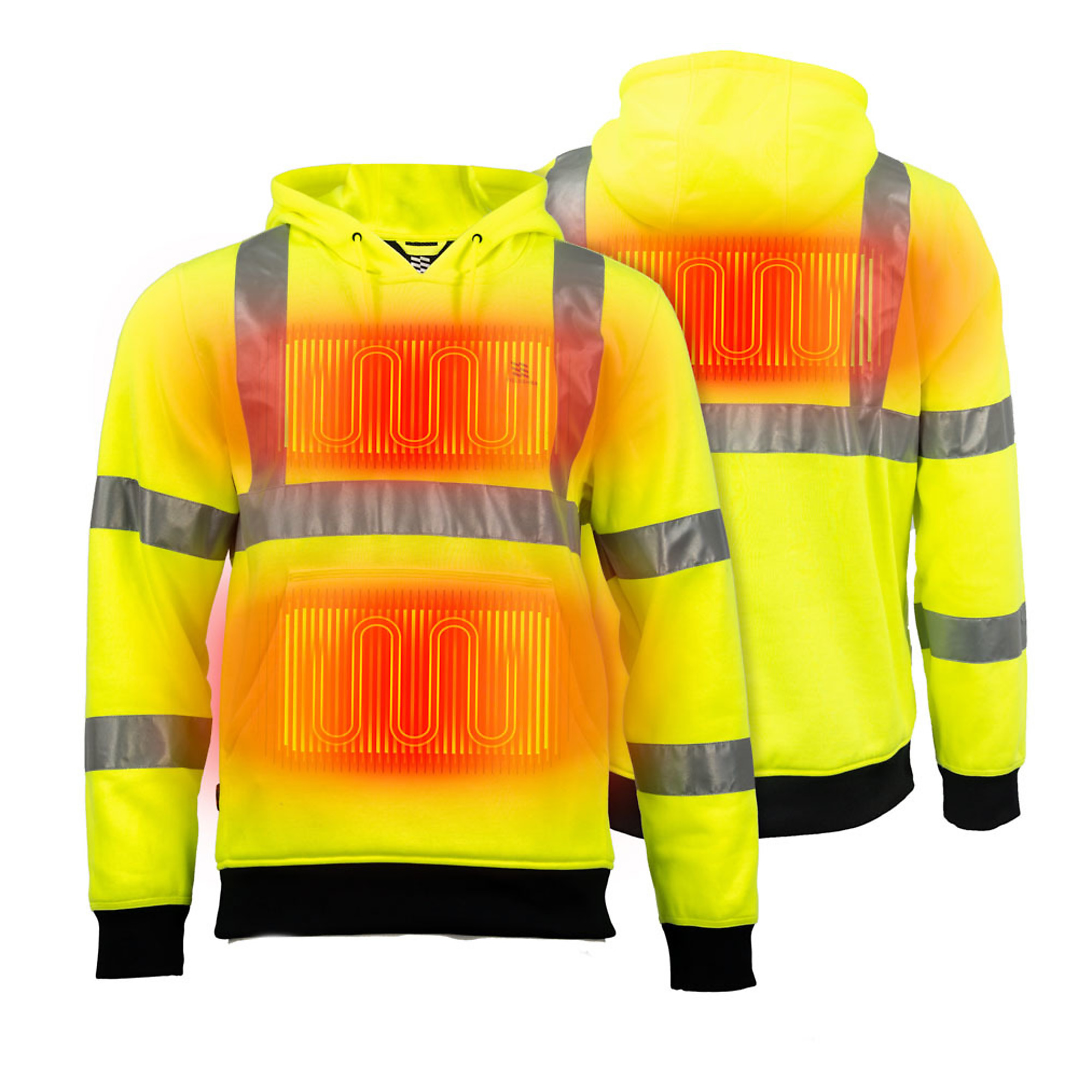 Fieldsheer, Men's HI-VIZ Pullover Hoodie with 7.4v Battery, Size 2XL, Model MWMJ24100621