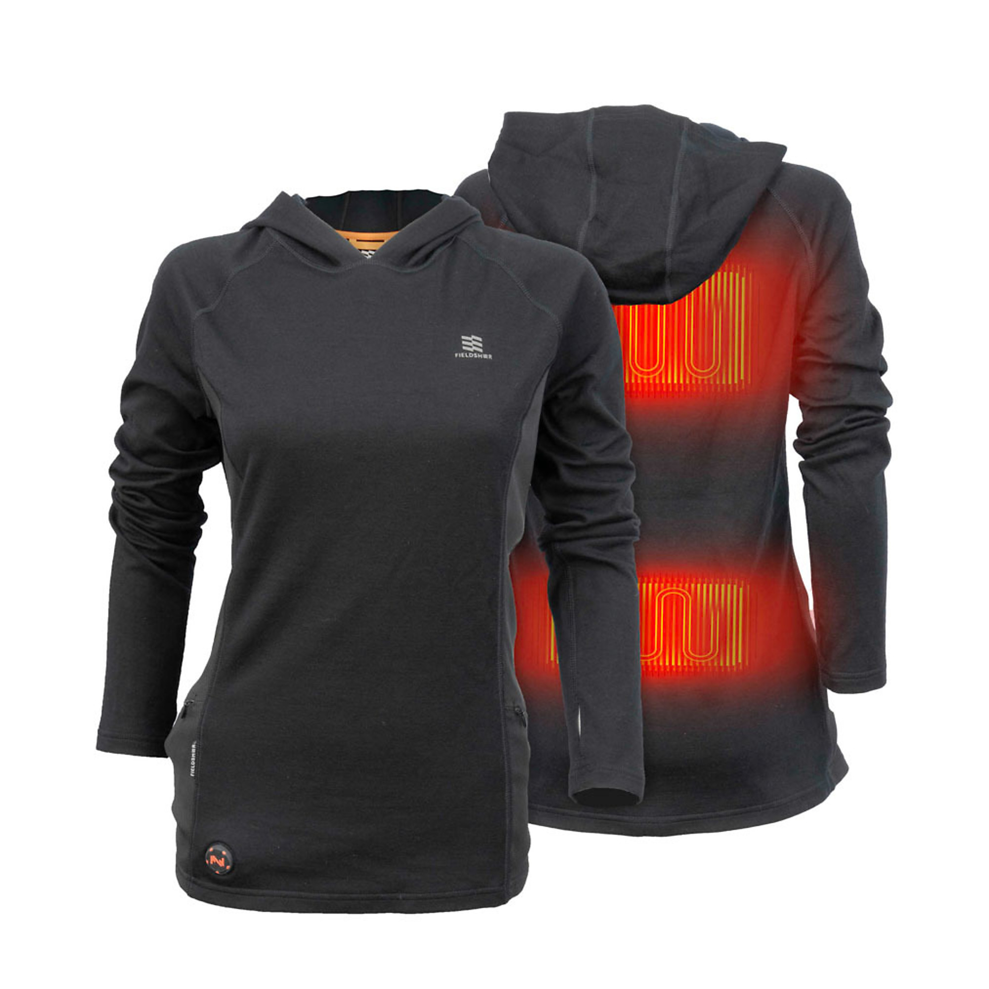 Fieldsheer, Women's Merino Heated Baselayer Shirt, Size 2XL, Color Black, Model MWWT14010621