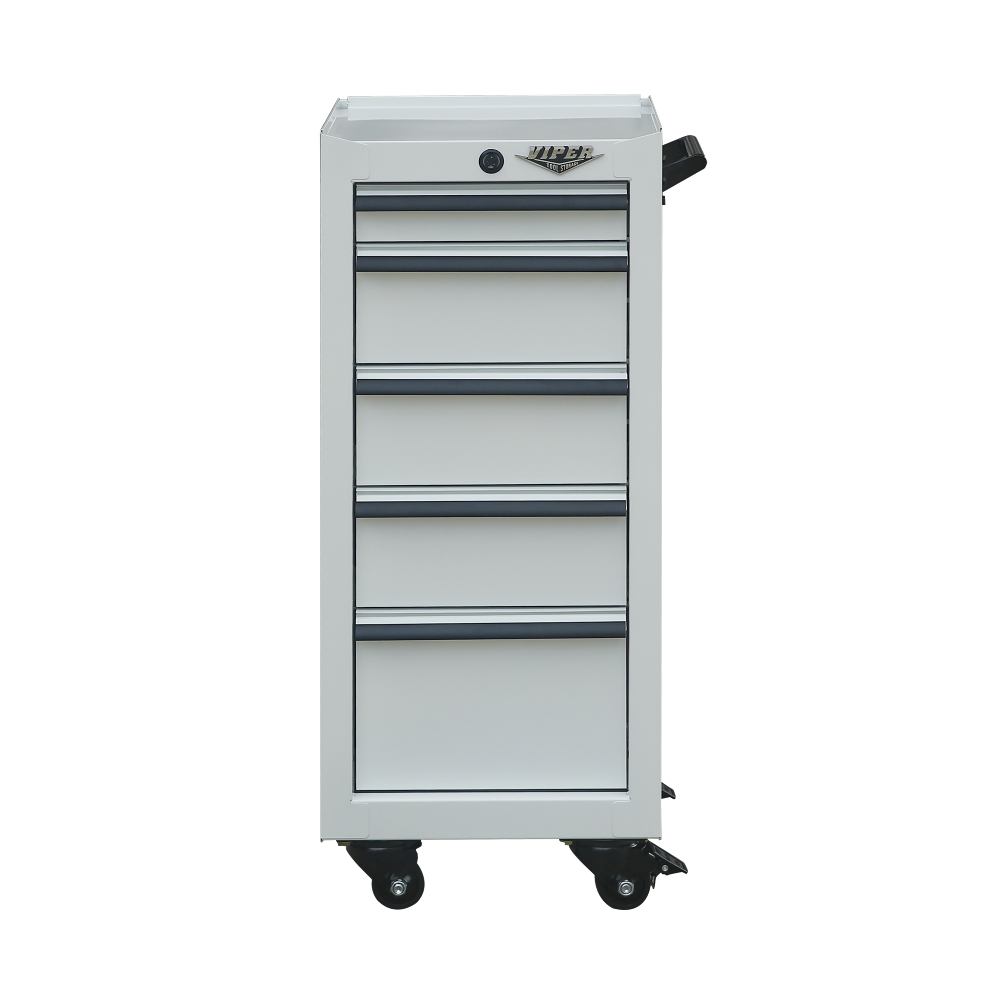 Viper Tool Storage, 5-Drawer 18G Steel Rolling Cart, White, Width 15.8 in, Height 37.3 in, Color White, Model V1605WHR