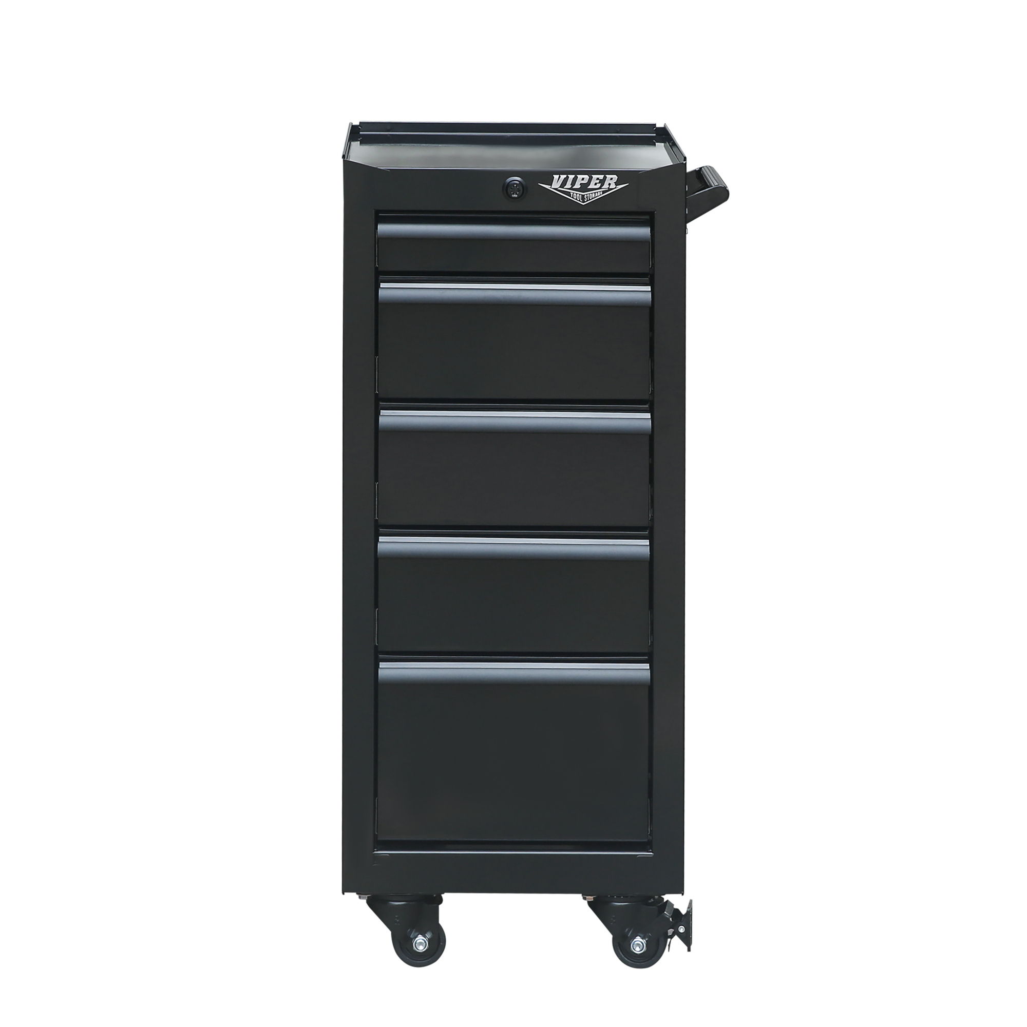 Viper Tool Storage, 5-Drawer 18G Steel Rolling Cart, Black, Width 15.8 in, Height 37.3 in, Color Black, Model V1605BLR