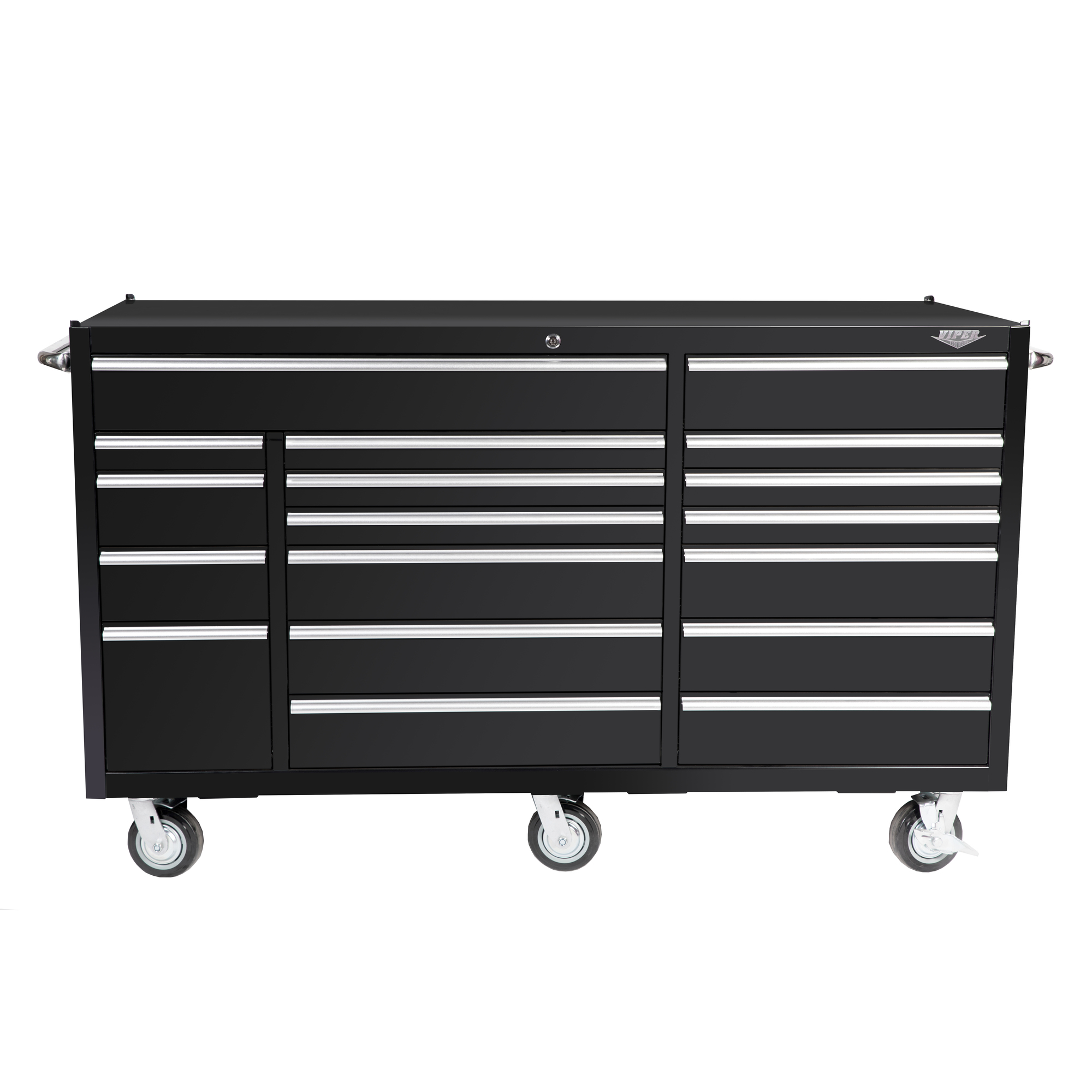 Viper Tool Storage, 18-Drawer Rolling Cabinet, Black, Width 72 in, Height 44.5 in, Color Black, Model VP7218BL