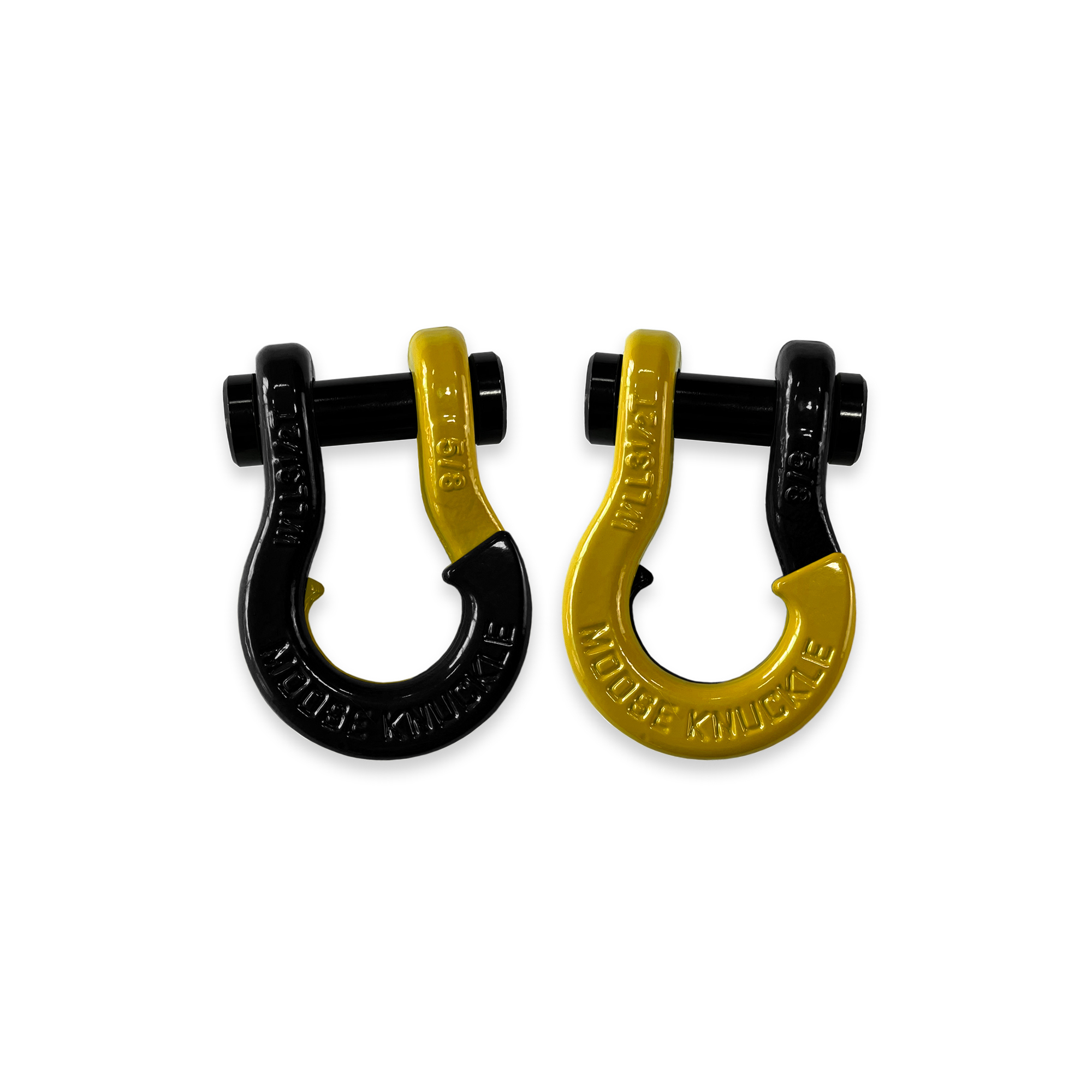 Moose Knuckle Offroad, 5/8 Recovery Split Shackle Black Hole / Detonator Yellow, Working Load Limit 7000 lb, Model FN000025-020