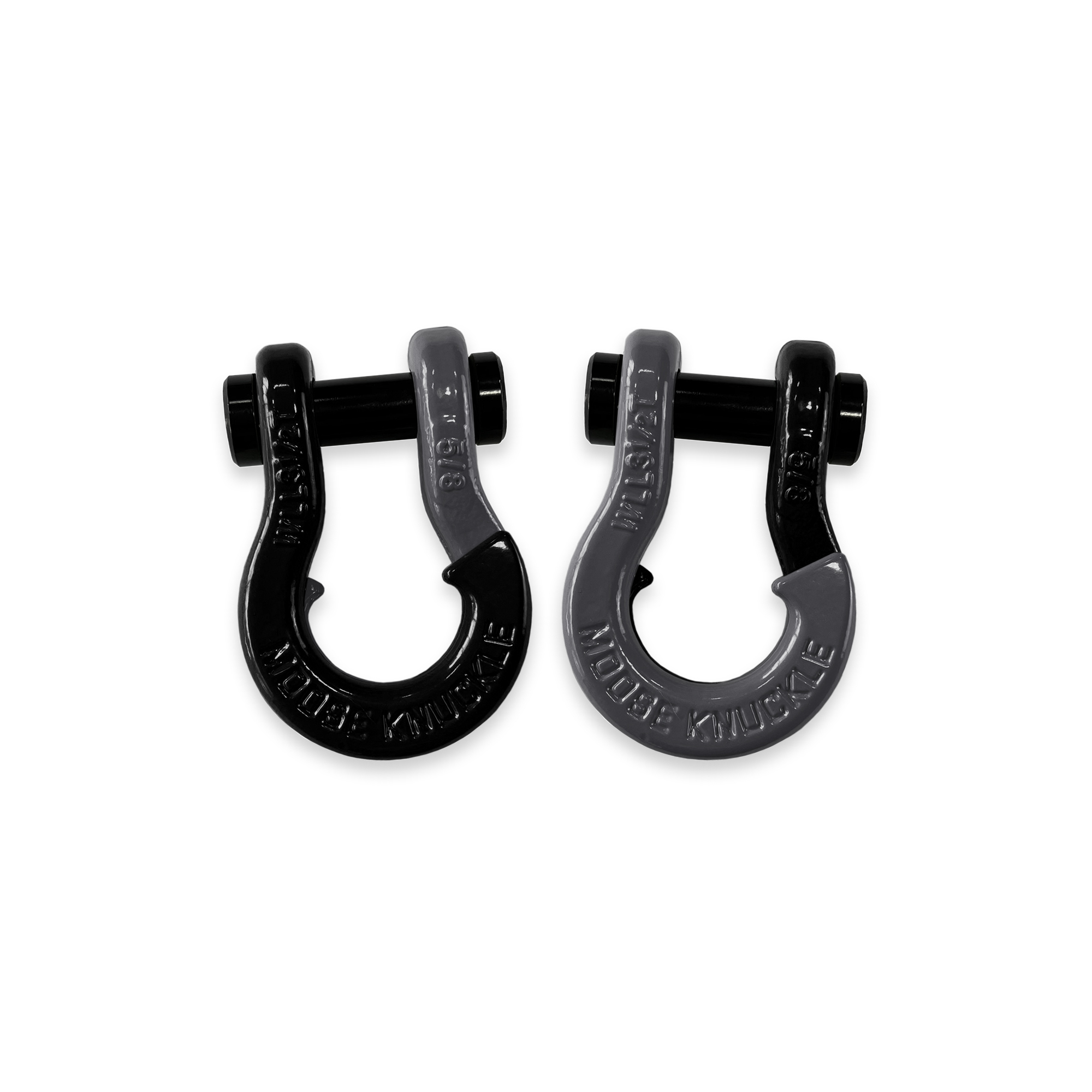 Moose Knuckle Offroad, 5/8 Recovery Split Shackle Black Hole / Gun Gray, Working Load Limit 7000 lb, Model FN000025-015