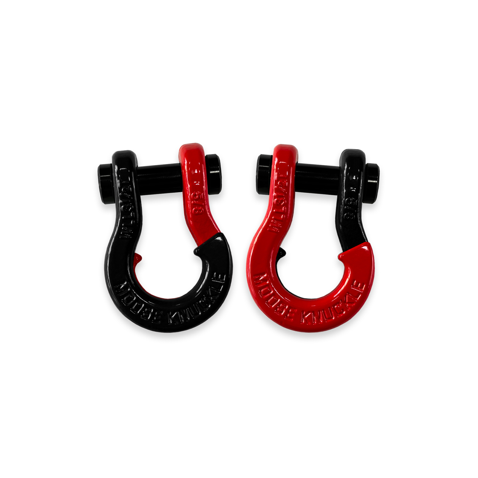 Moose Knuckle Offroad, 5/8 Recovery Split Shackle Black Hole / Flame Red, Working Load Limit 7000 lb, Model FN000025-022