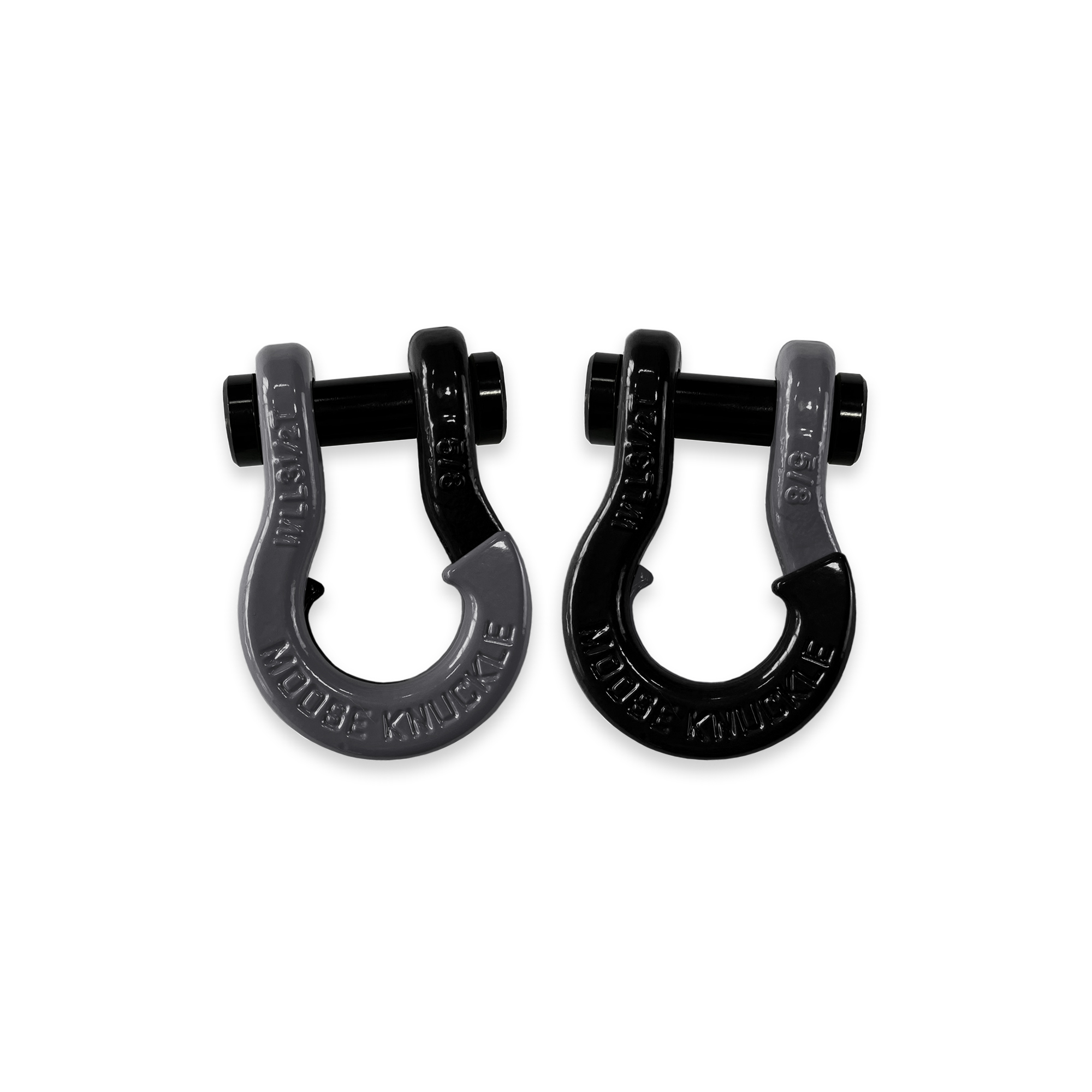 Moose Knuckle Offroad, 5/8 Split Shackle Gun Gray / Black Hole, Working Load Limit 7000 lb, Model FN000025-028