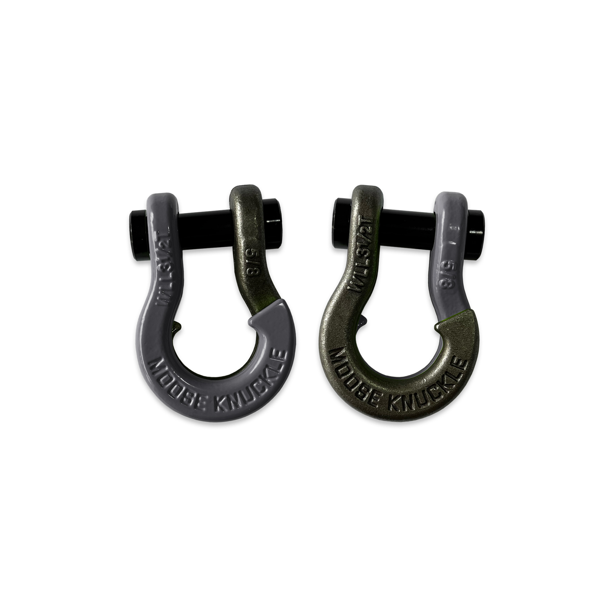 Moose Knuckle Offroad, 5/8 Split Shackle Gun Gray / Raw Dog, Working Load Limit 7000 lb, Model FN000025-039