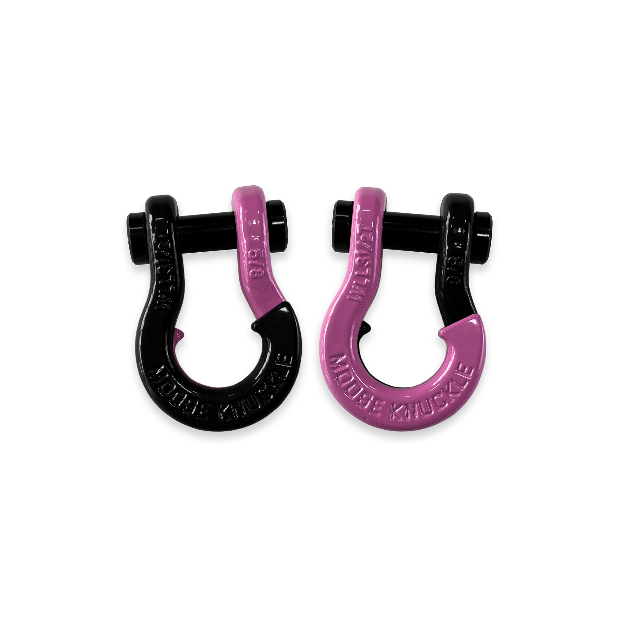 Moose Knuckle Offroad, 5/8 Recovery Split Shackle Black Hole / Pretty Pink, Working Load Limit 7000 lb, Model FN000025-023