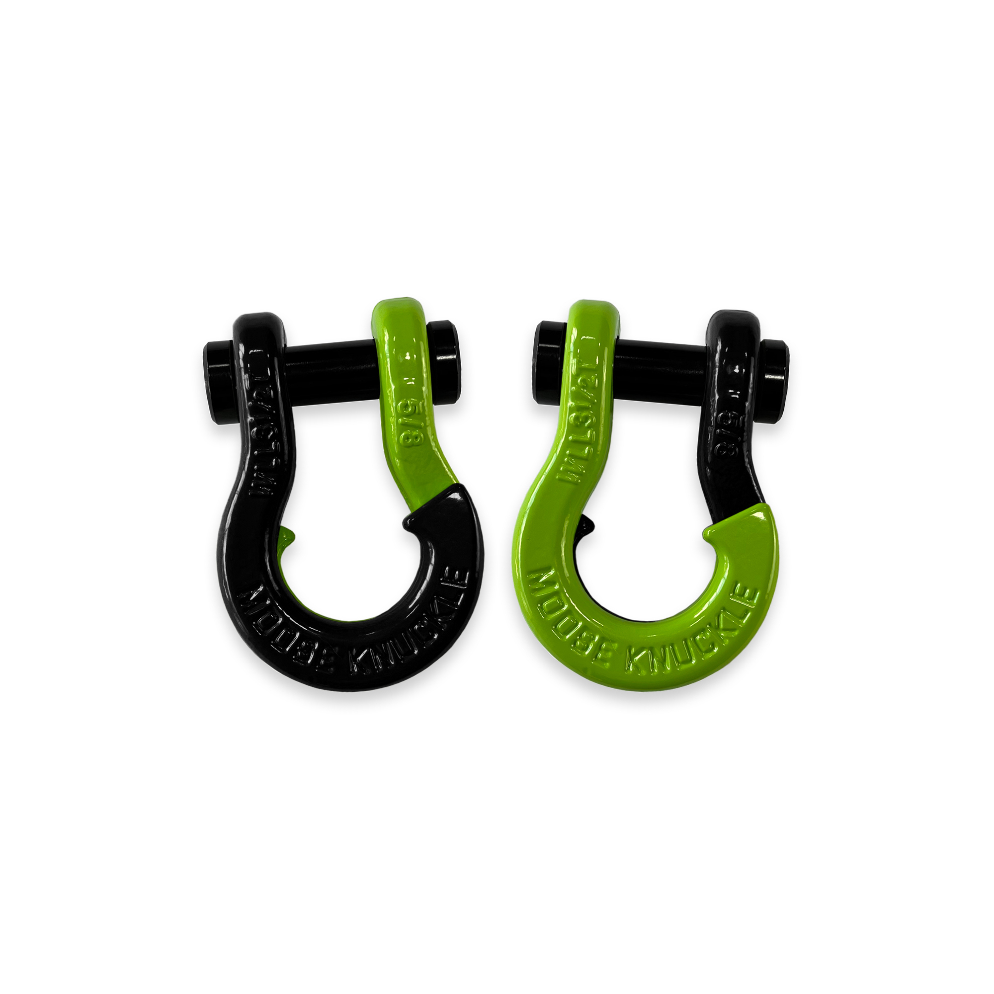 Moose Knuckle Offroad, 5/8 Recovery Split Shackle Black Hole / Sublime Green, Working Load Limit 7000 lb, Model FN000025-019