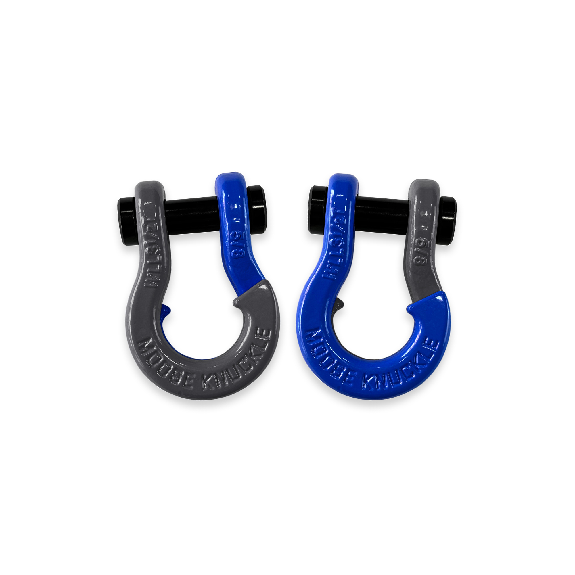 Moose Knuckle Offroad, 5/8 Split Shackle Gun Gray / Blue Balls, Working Load Limit 7000 lb, Model FN000025-031