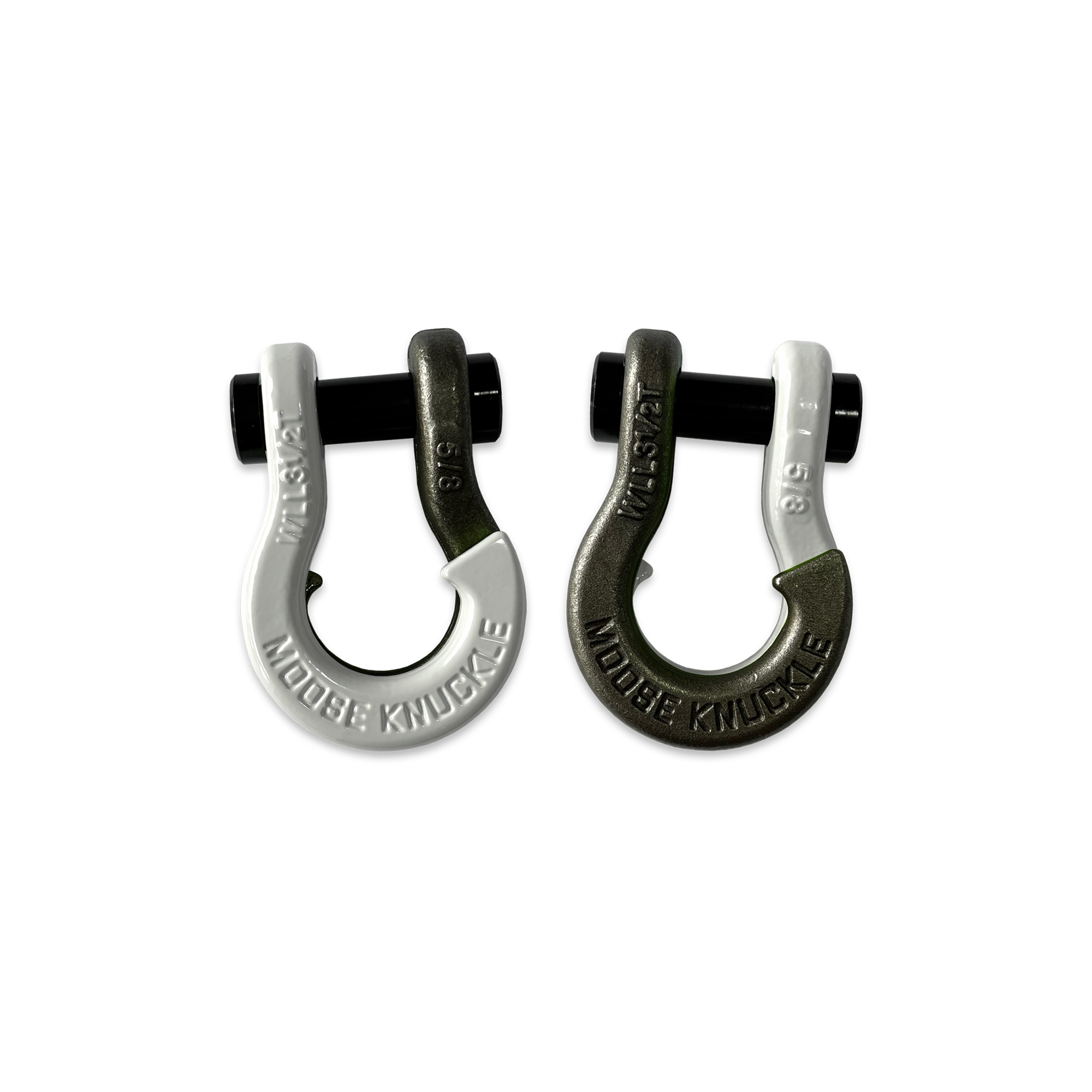 Moose Knuckle Offroad, 5/8 Recovery Towing Split Shackles Pure White / Raw Dog, Working Load Limit 7000 lb, Model FN000025-052