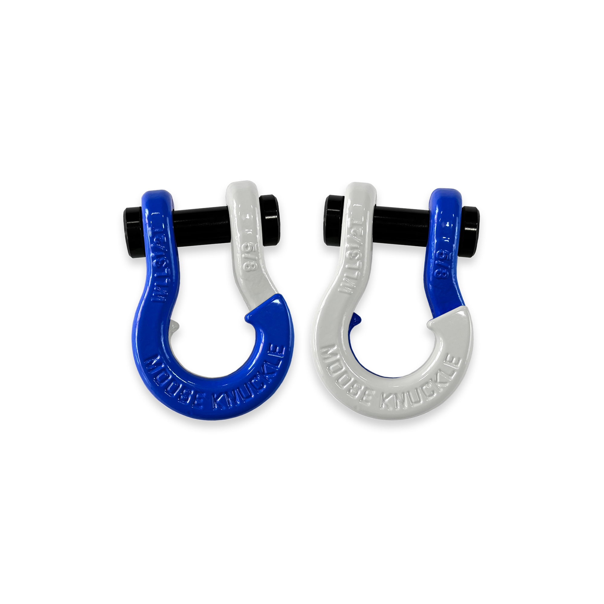 Moose Knuckle Offroad, 5/8 Recovery Towing Split Shackles Blue Balls / Pure White, Working Load Limit 7000 lb, Model FN000025-069