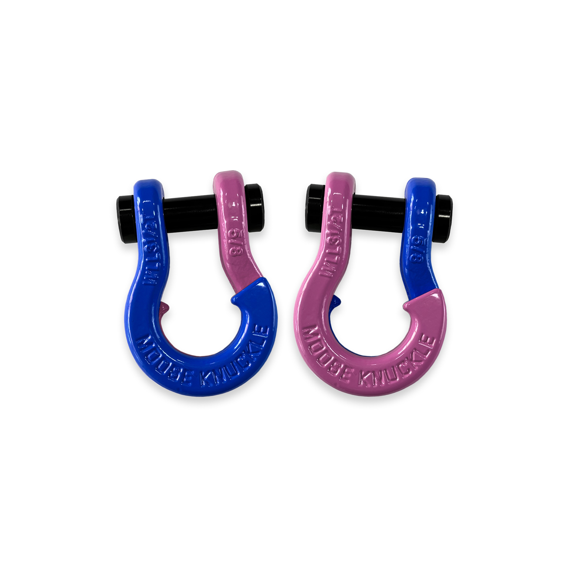 Moose Knuckle Offroad, 5/8 Recovery Split Shackle Blue Balls / Pretty Pink, Working Load Limit 7000 lb, Model FN000025-075