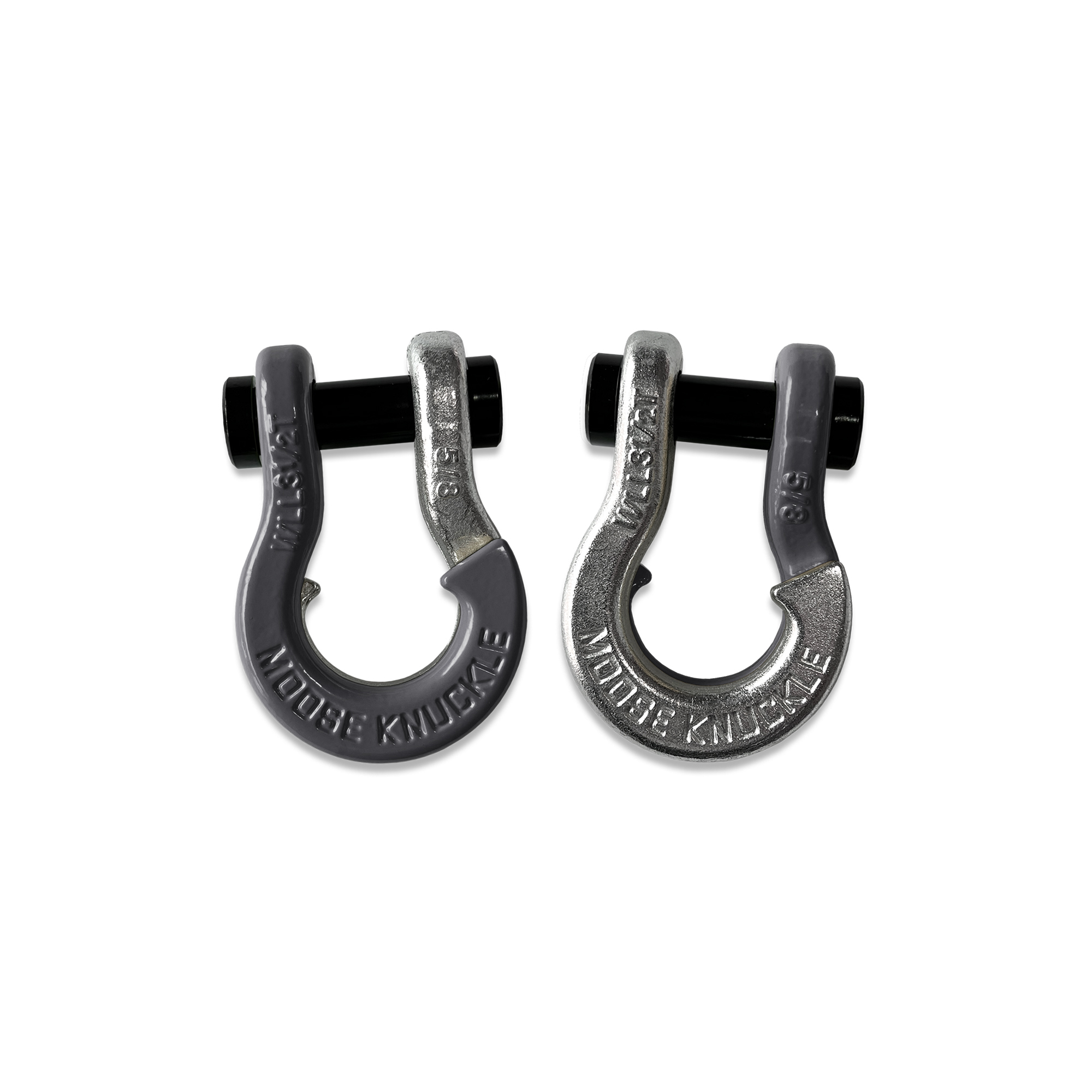 Moose Knuckle Offroad, 5/8 Recovery Towing Split Shackles Gun Gray / Nice Gal, Working Load Limit 7000 lb, Model FN000025-037